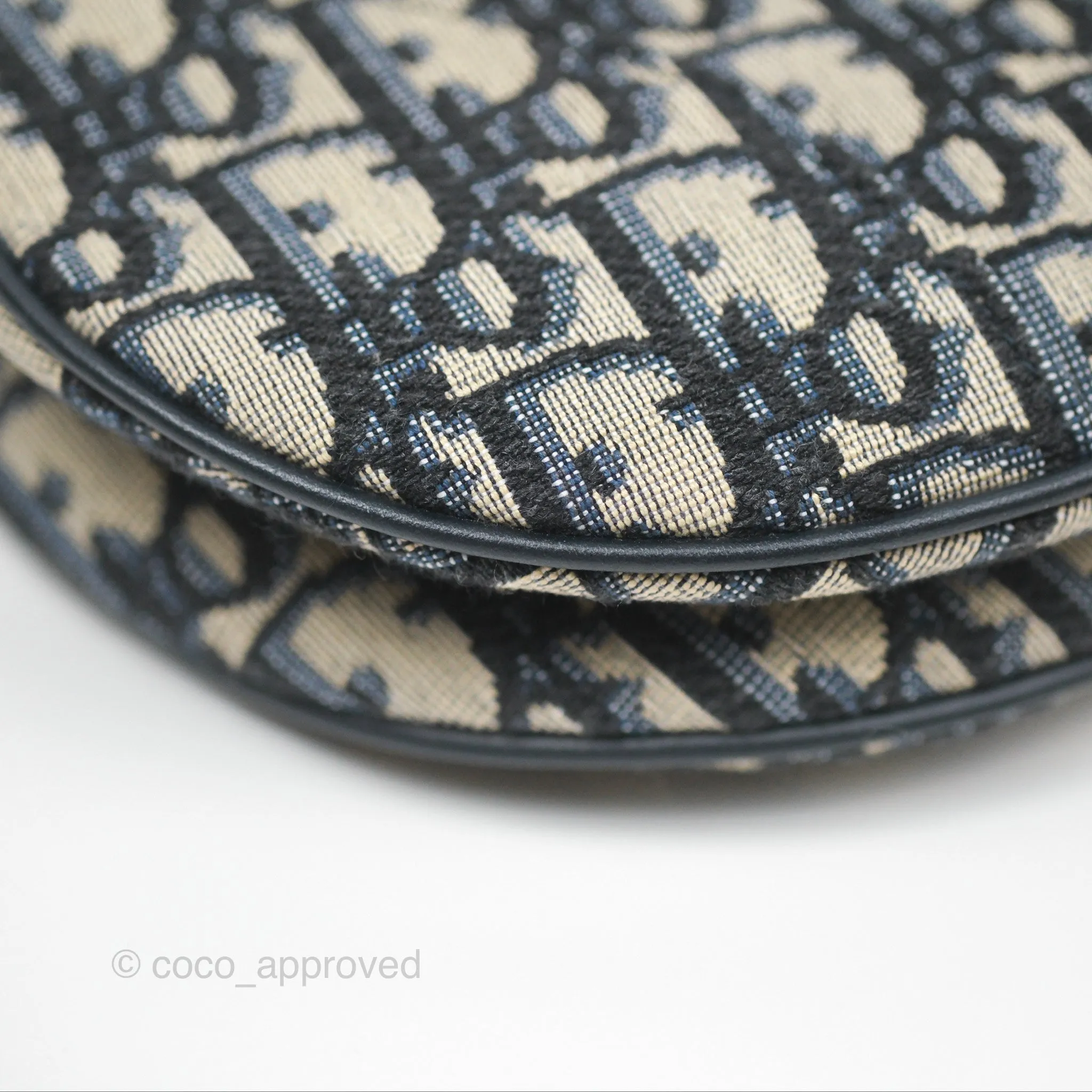 Christian Dior Saddle Bag Navy Dior Oblique Embroidery Gold Hardware