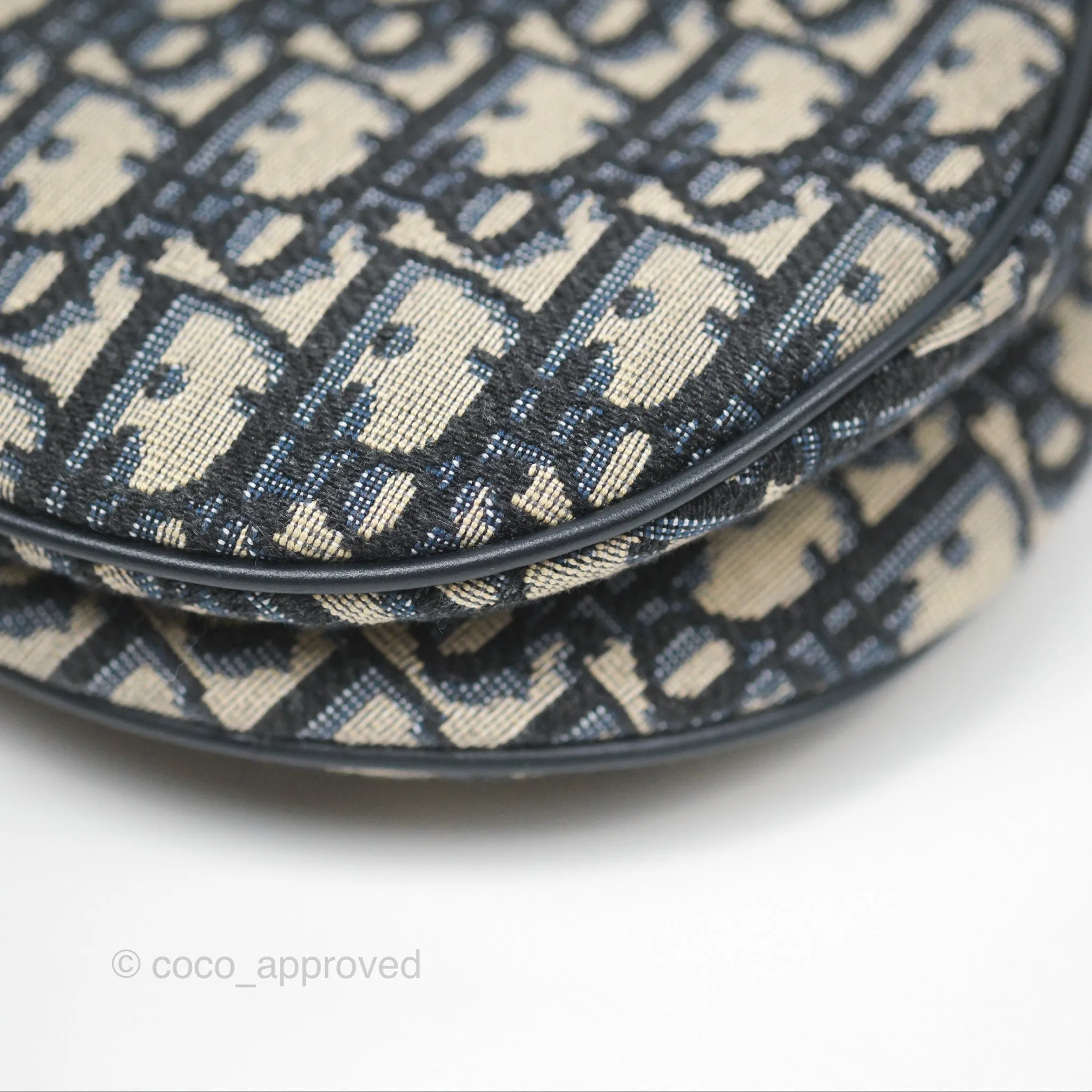 Christian Dior Saddle Bag Navy Dior Oblique Embroidery Gold Hardware