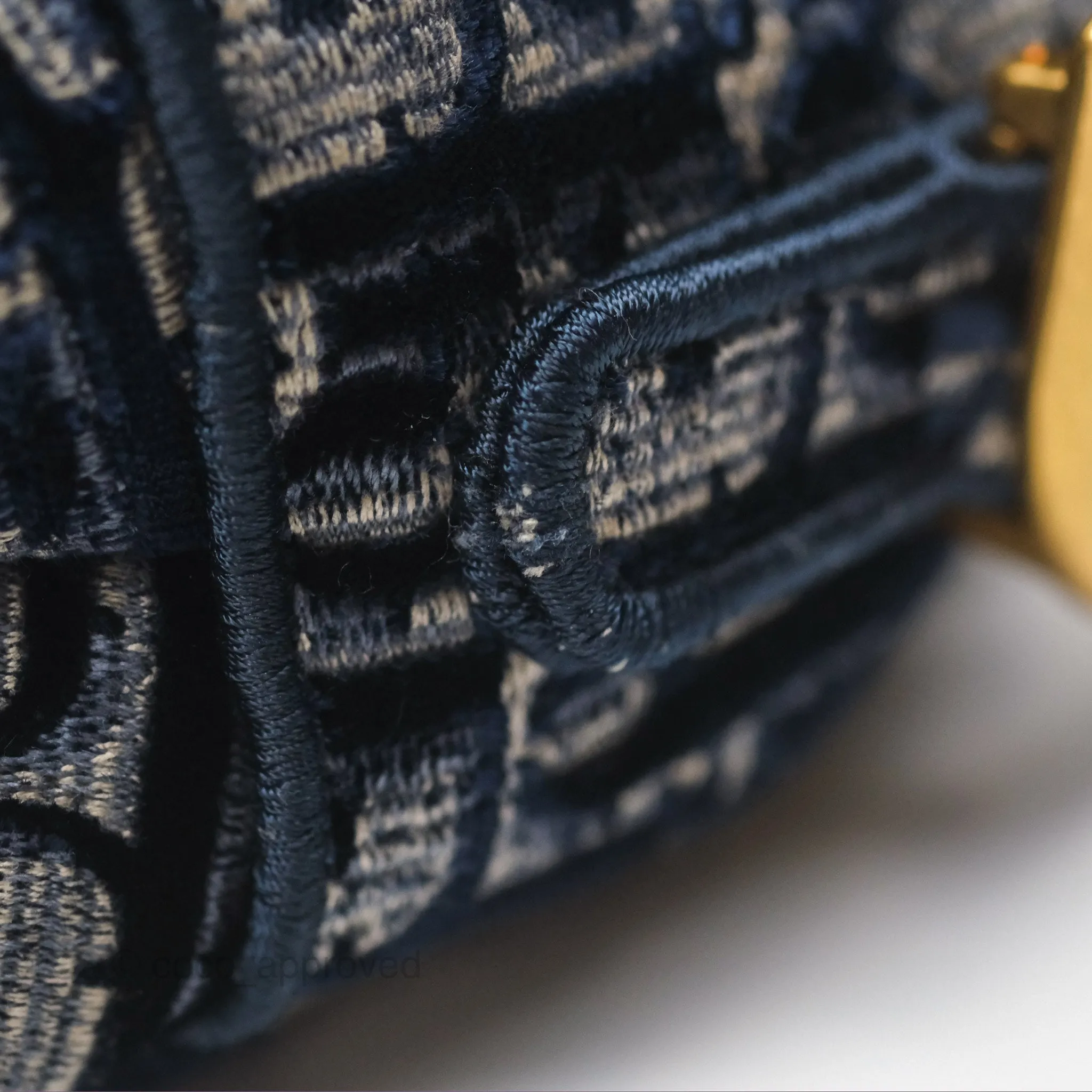 Christian Dior Saddle Bag Velvet Navy Dior Oblique Embroidery Gold Hardware