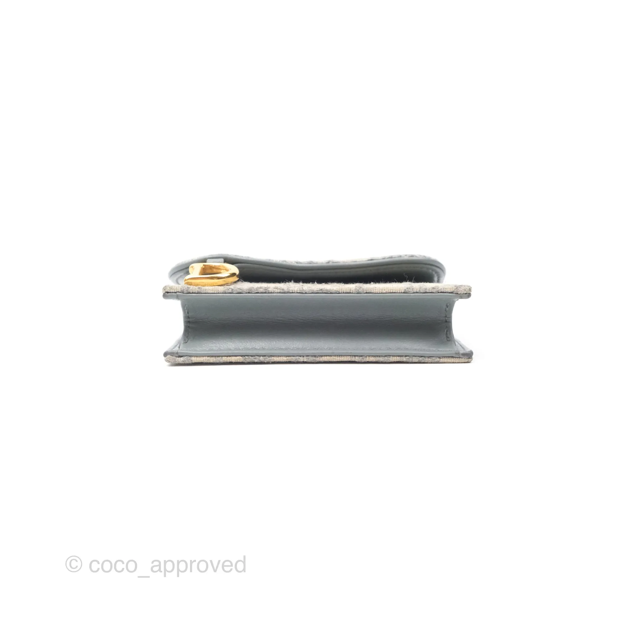 Christian Dior Saddle Bloom Card Holder Gray Dior Oblique Jacquard