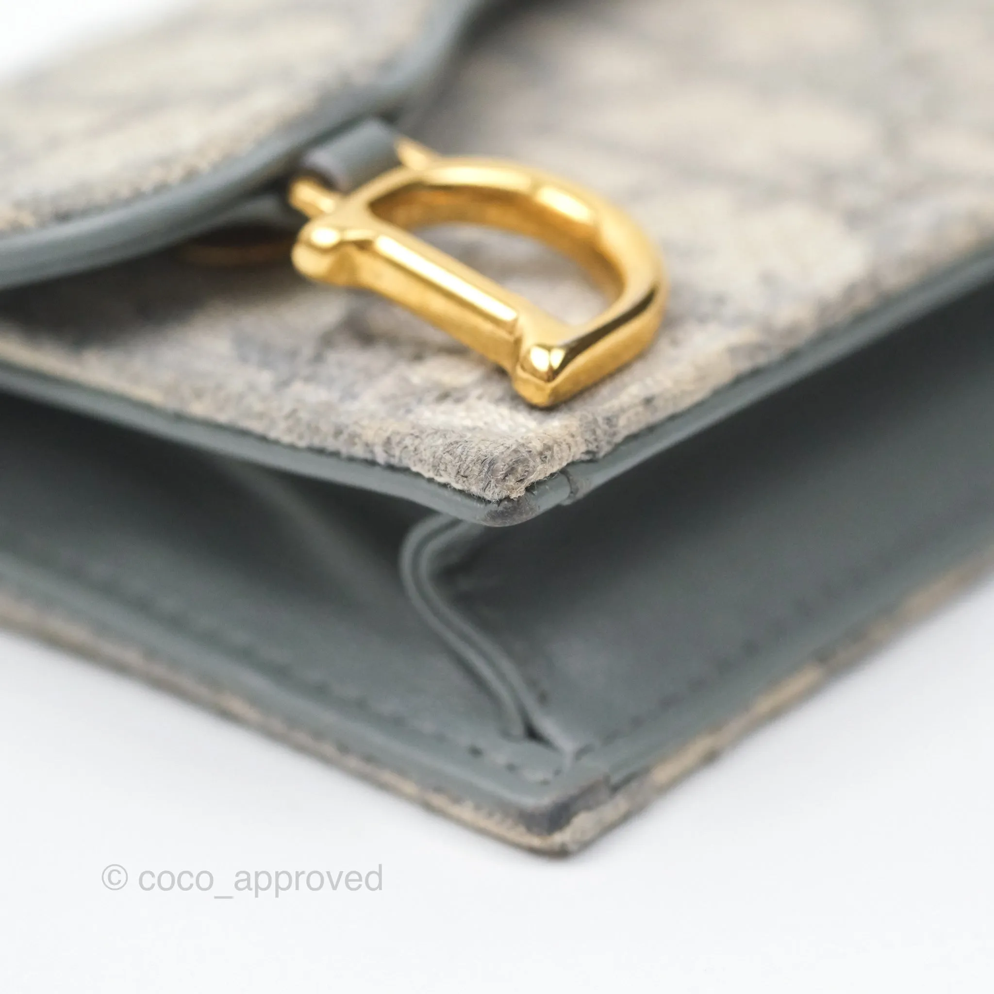 Christian Dior Saddle Bloom Card Holder Gray Dior Oblique Jacquard