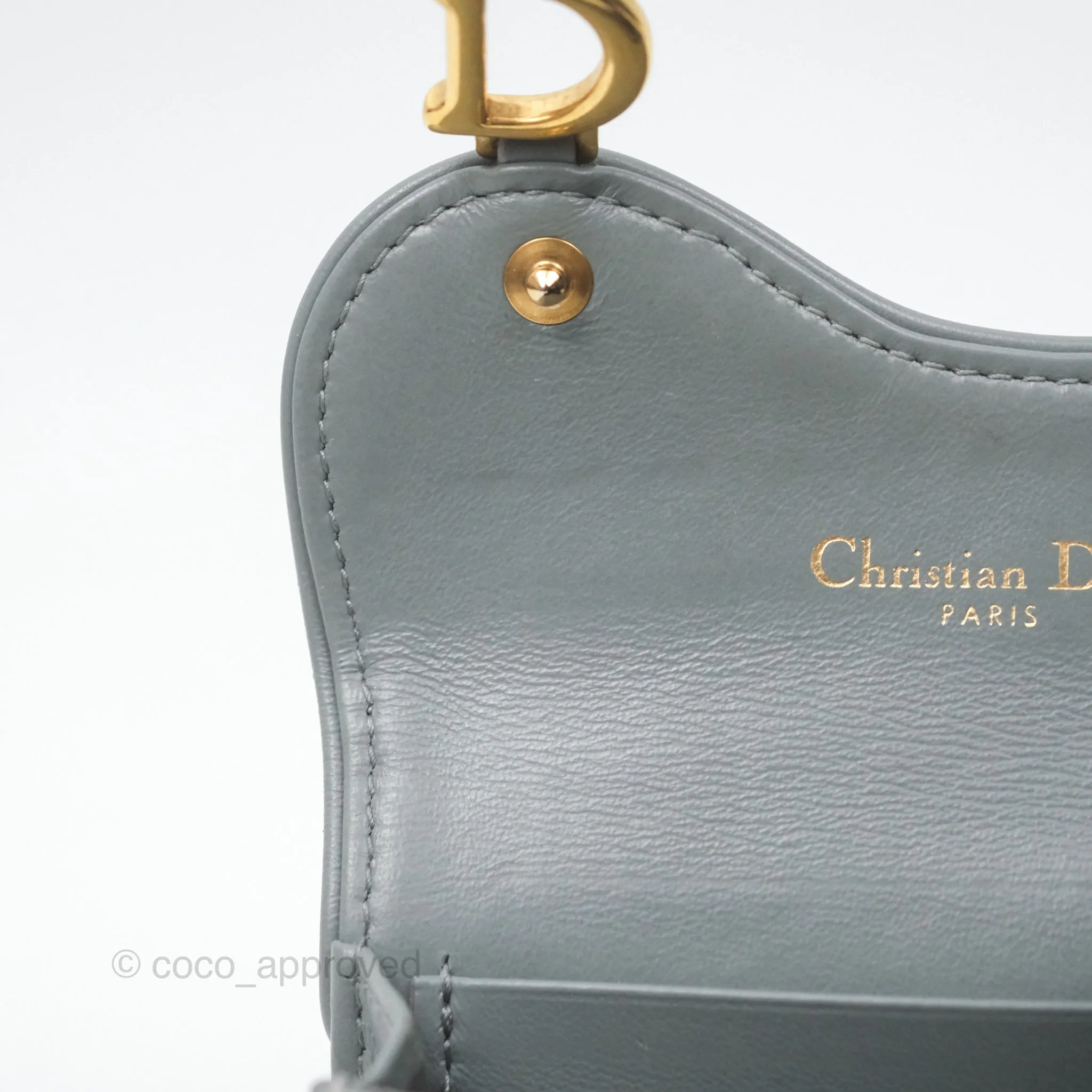 Christian Dior Saddle Bloom Card Holder Gray Dior Oblique Jacquard