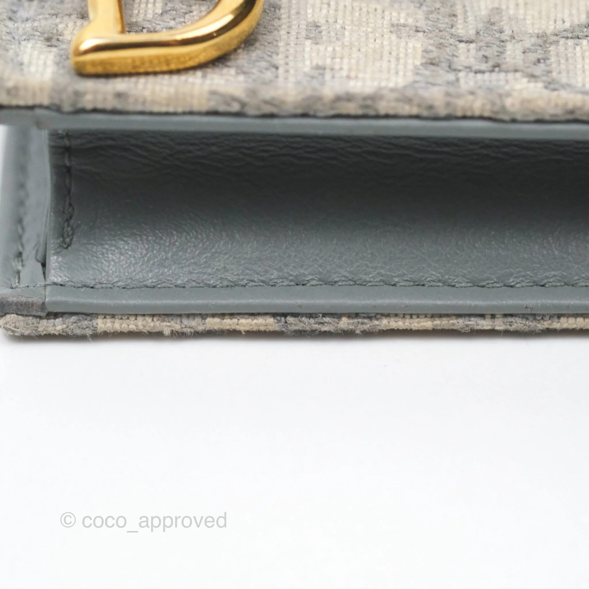 Christian Dior Saddle Bloom Card Holder Gray Dior Oblique Jacquard