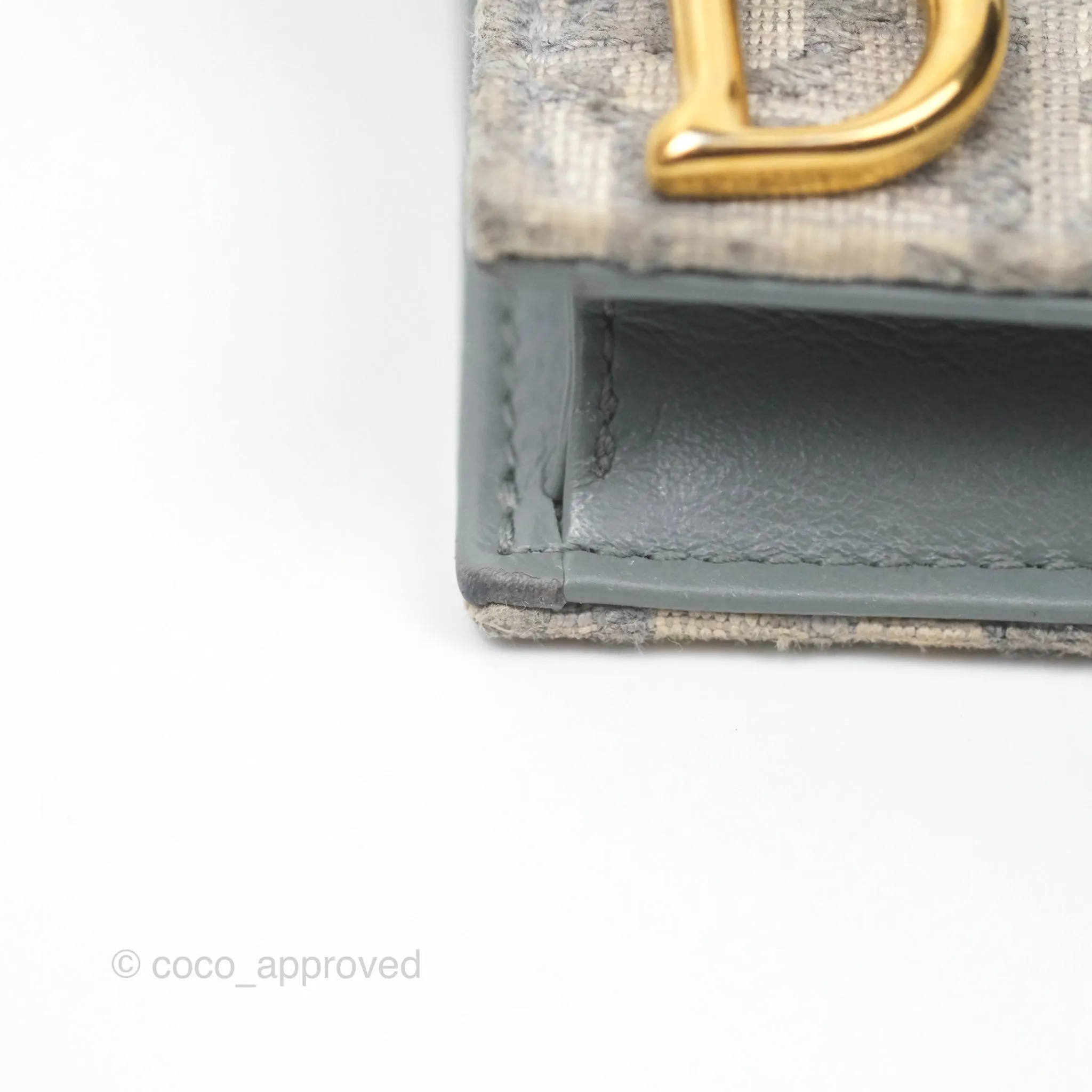 Christian Dior Saddle Bloom Card Holder Gray Dior Oblique Jacquard