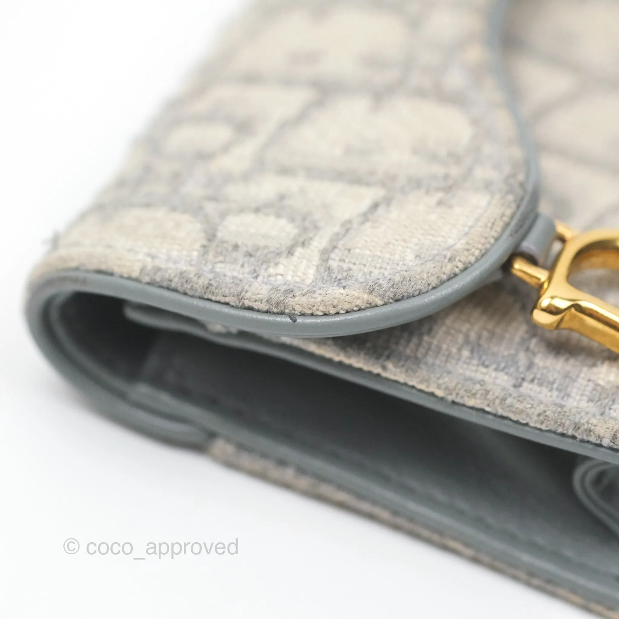 Christian Dior Saddle Bloom Card Holder Gray Dior Oblique Jacquard