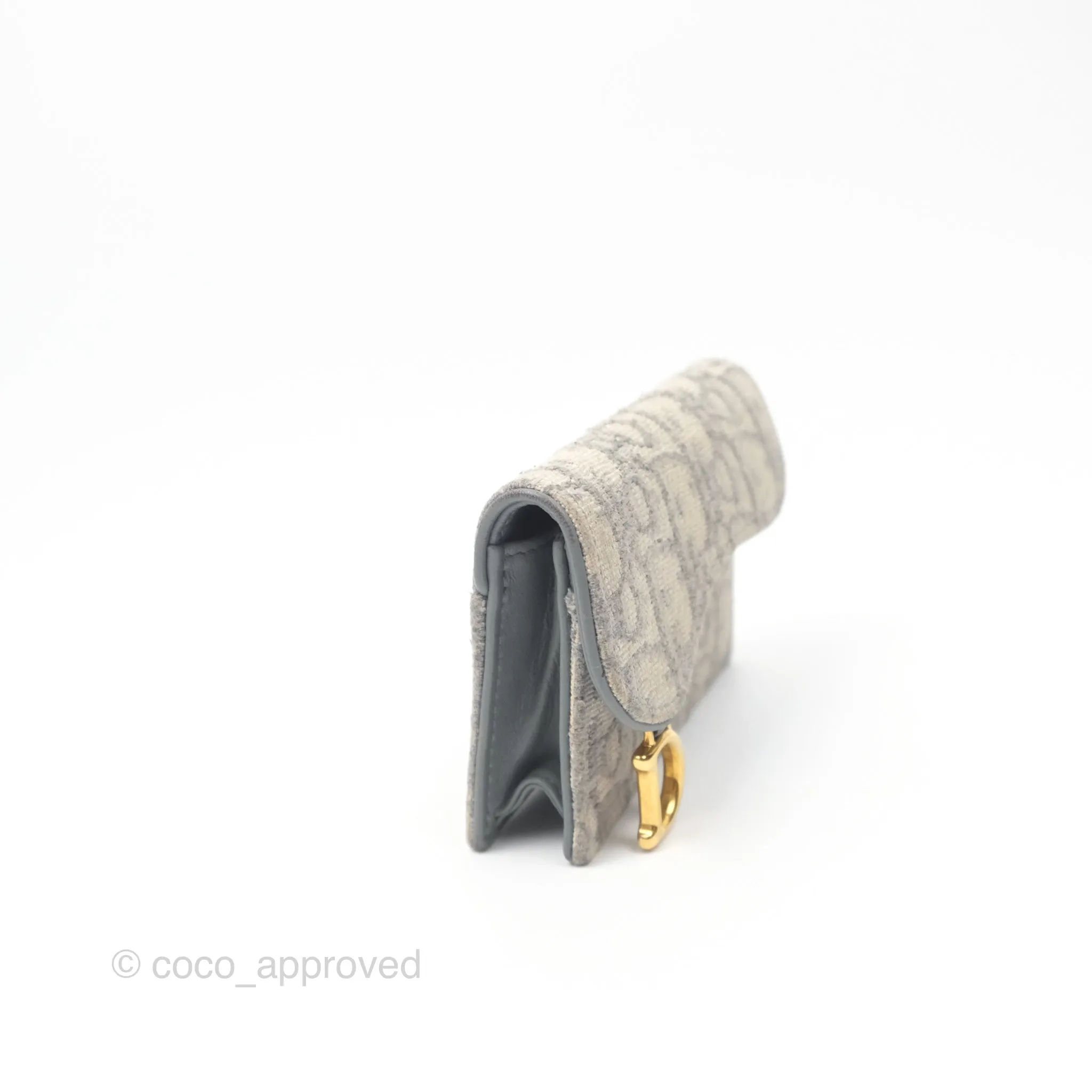 Christian Dior Saddle Bloom Card Holder Gray Dior Oblique Jacquard