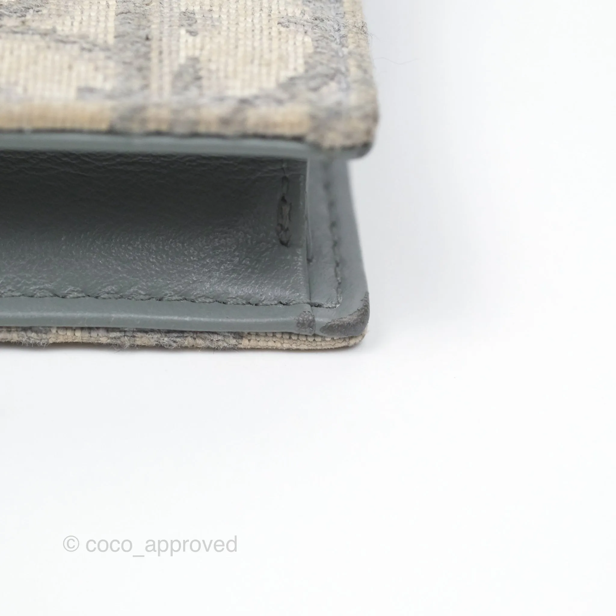 Christian Dior Saddle Bloom Card Holder Gray Dior Oblique Jacquard