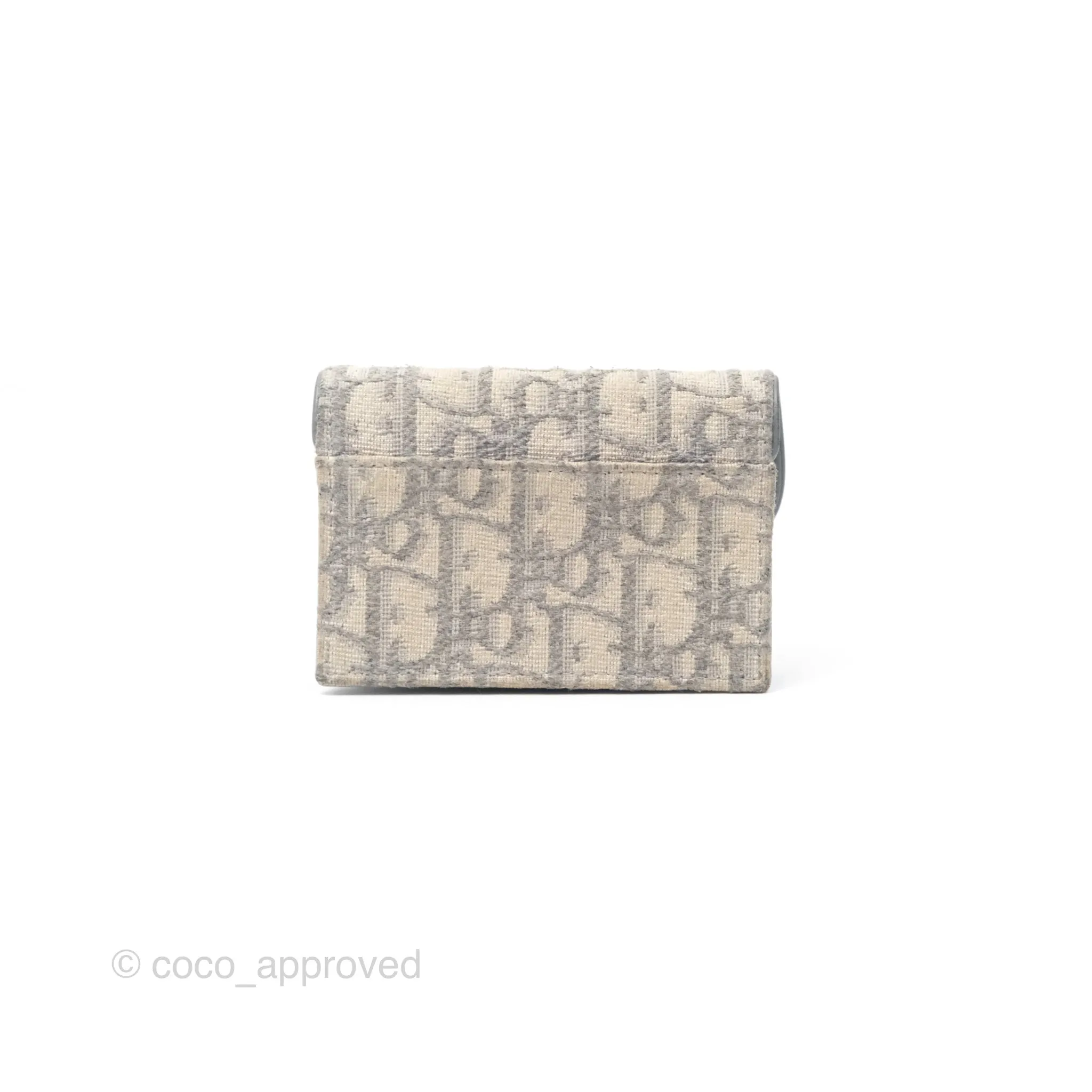 Christian Dior Saddle Bloom Card Holder Gray Dior Oblique Jacquard