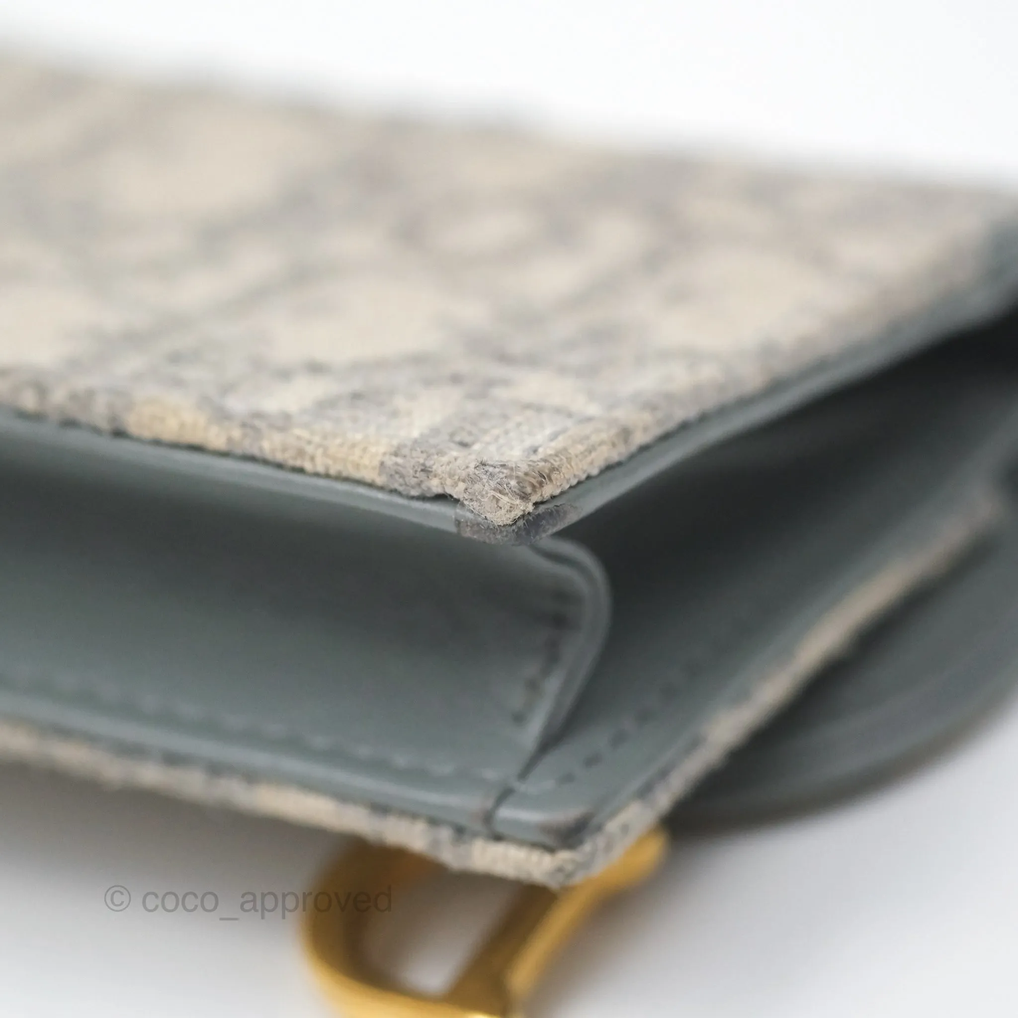Christian Dior Saddle Bloom Card Holder Gray Dior Oblique Jacquard