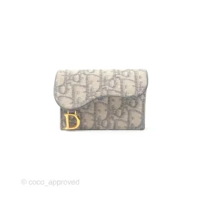 Christian Dior Saddle Bloom Card Holder Gray Dior Oblique Jacquard