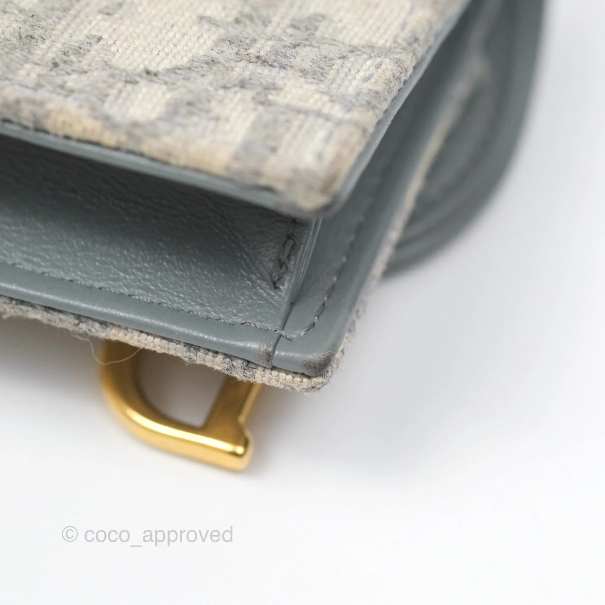 Christian Dior Saddle Bloom Card Holder Gray Dior Oblique Jacquard