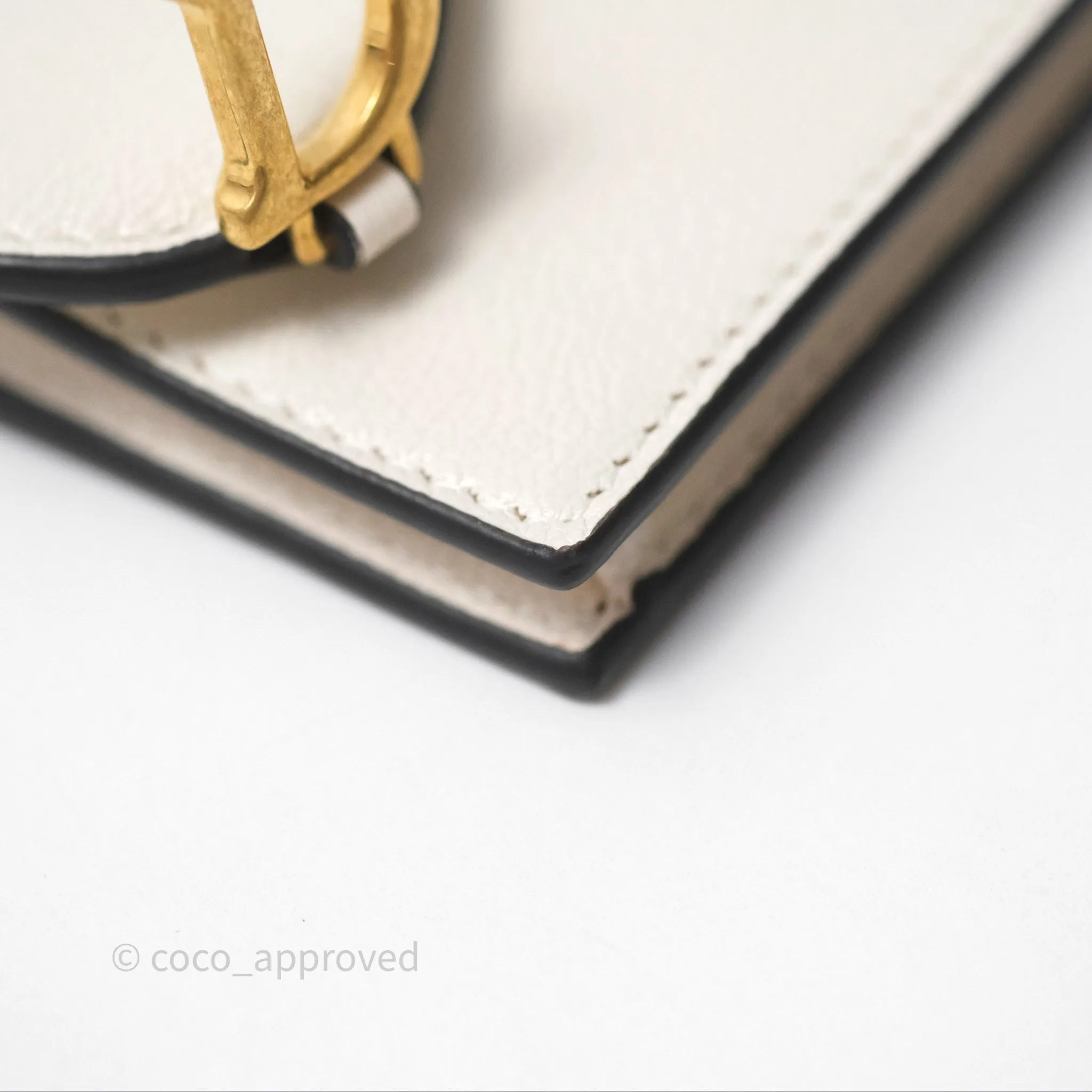 Christian Dior Saddle Bloom Card Holder Latte Goatskin