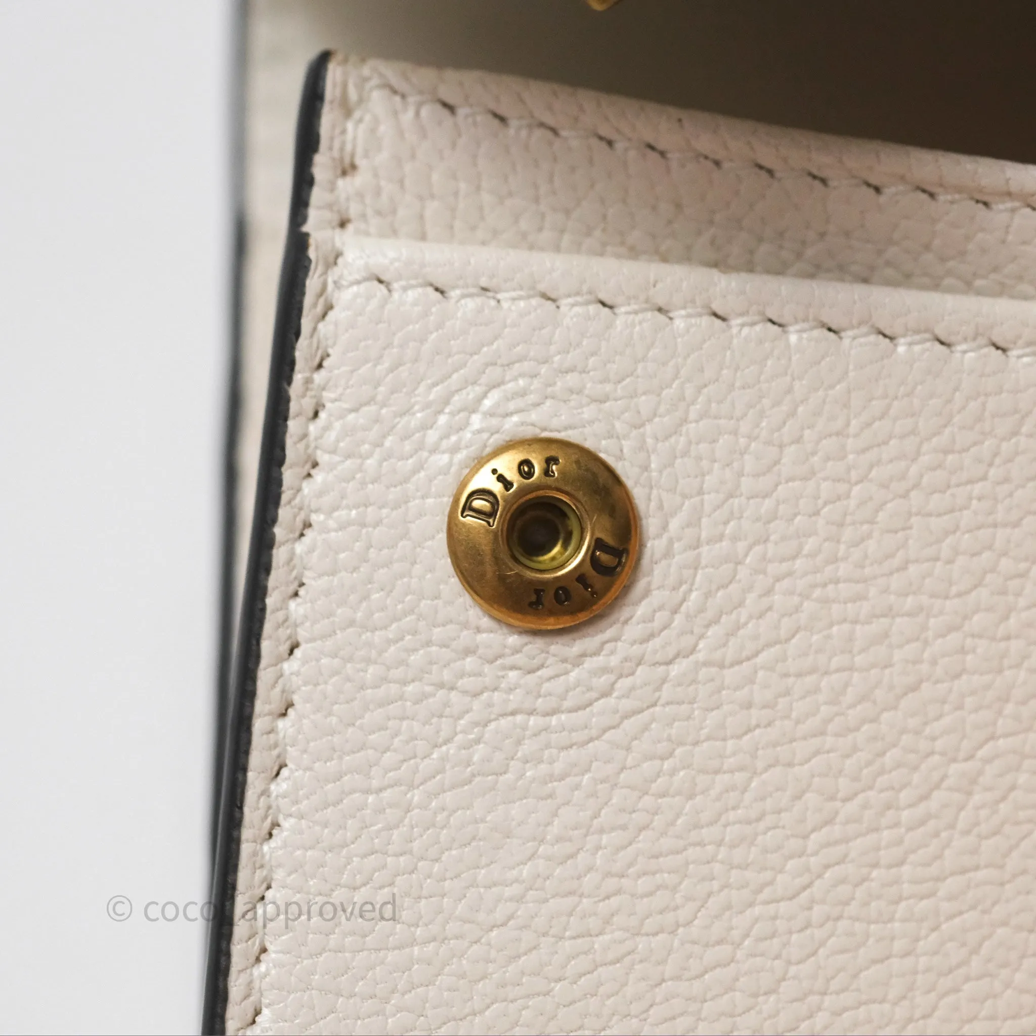 Christian Dior Saddle Bloom Card Holder Latte Goatskin