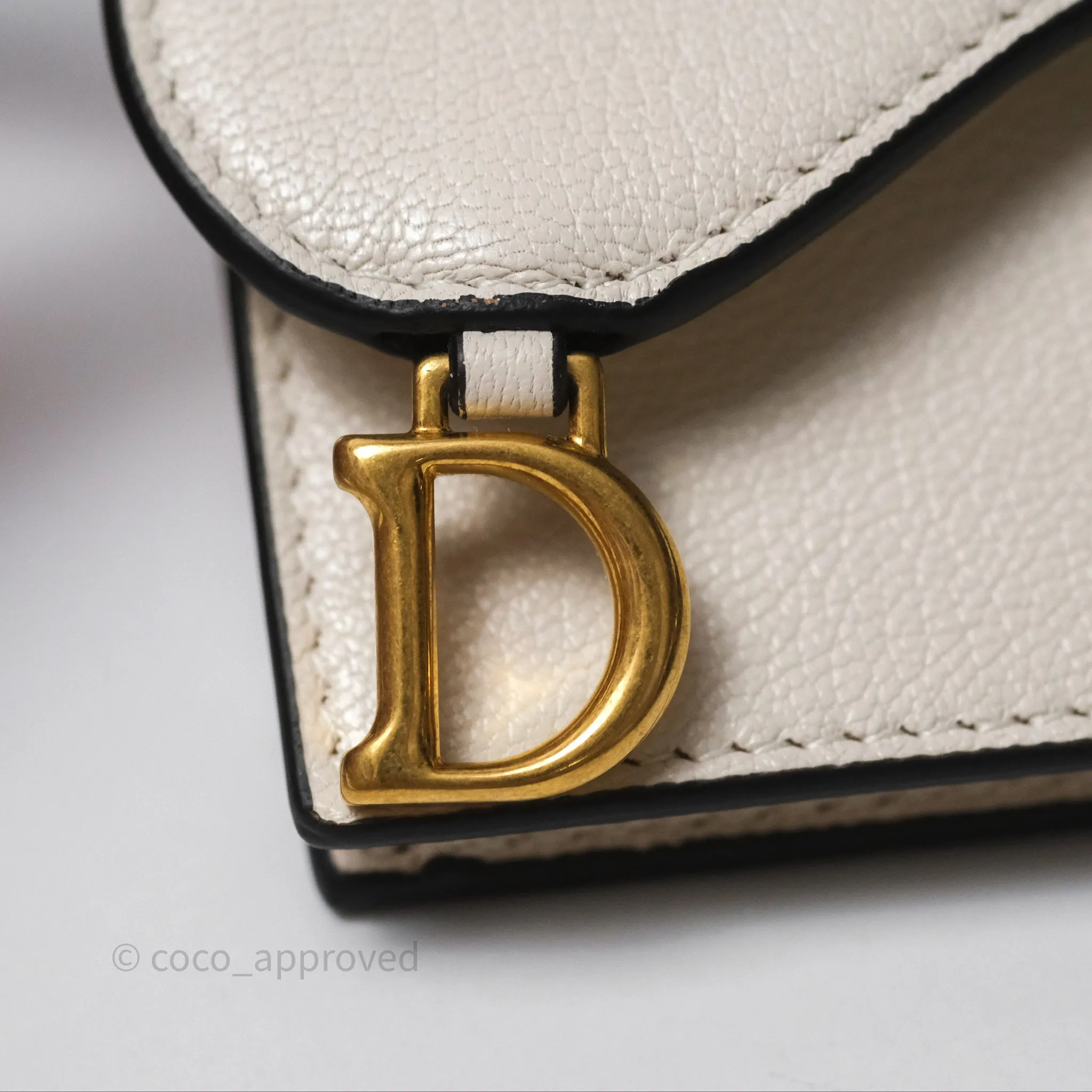 Christian Dior Saddle Bloom Card Holder Latte Goatskin