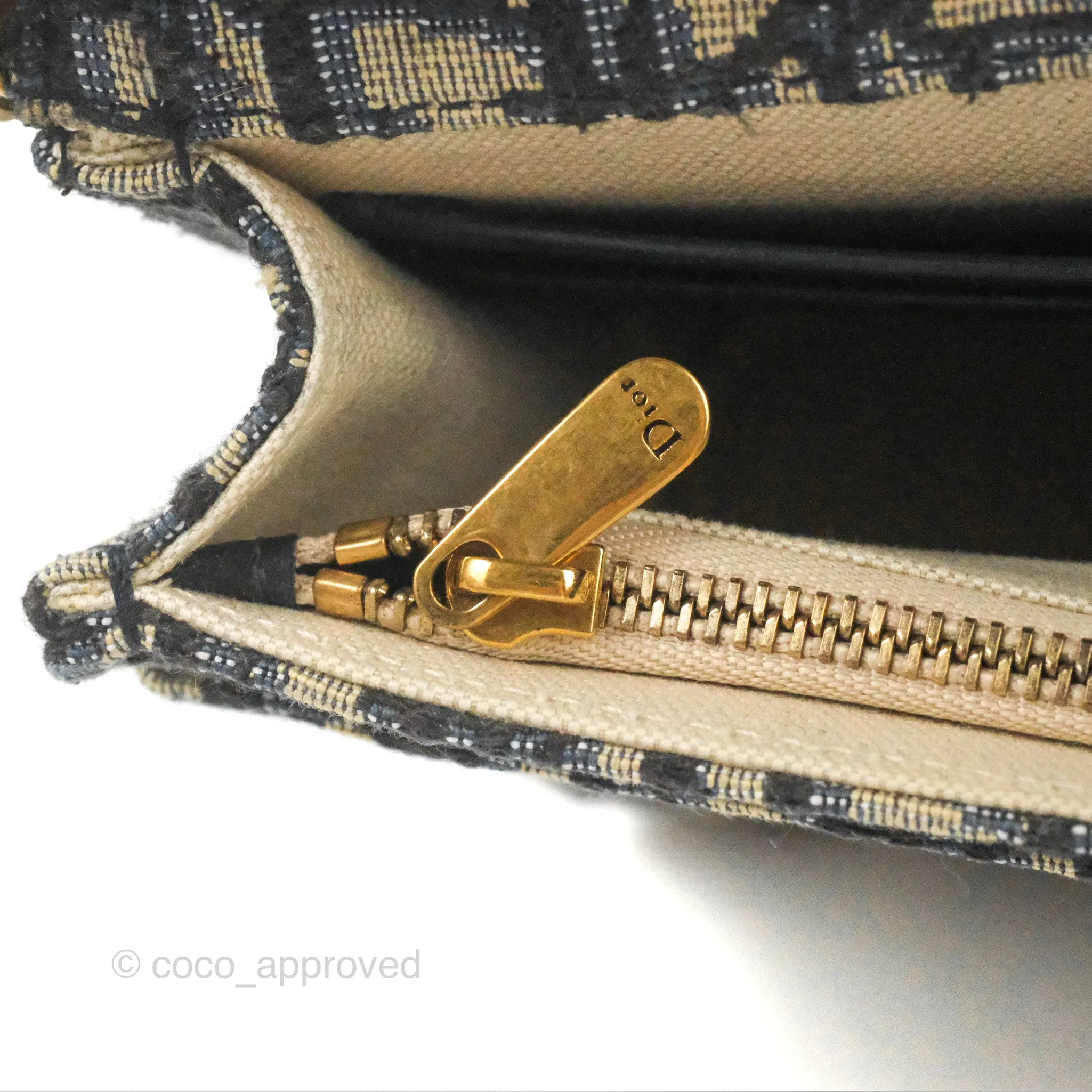 Christian Dior Saddle Chain Pouch Navy Oblique Jacquard