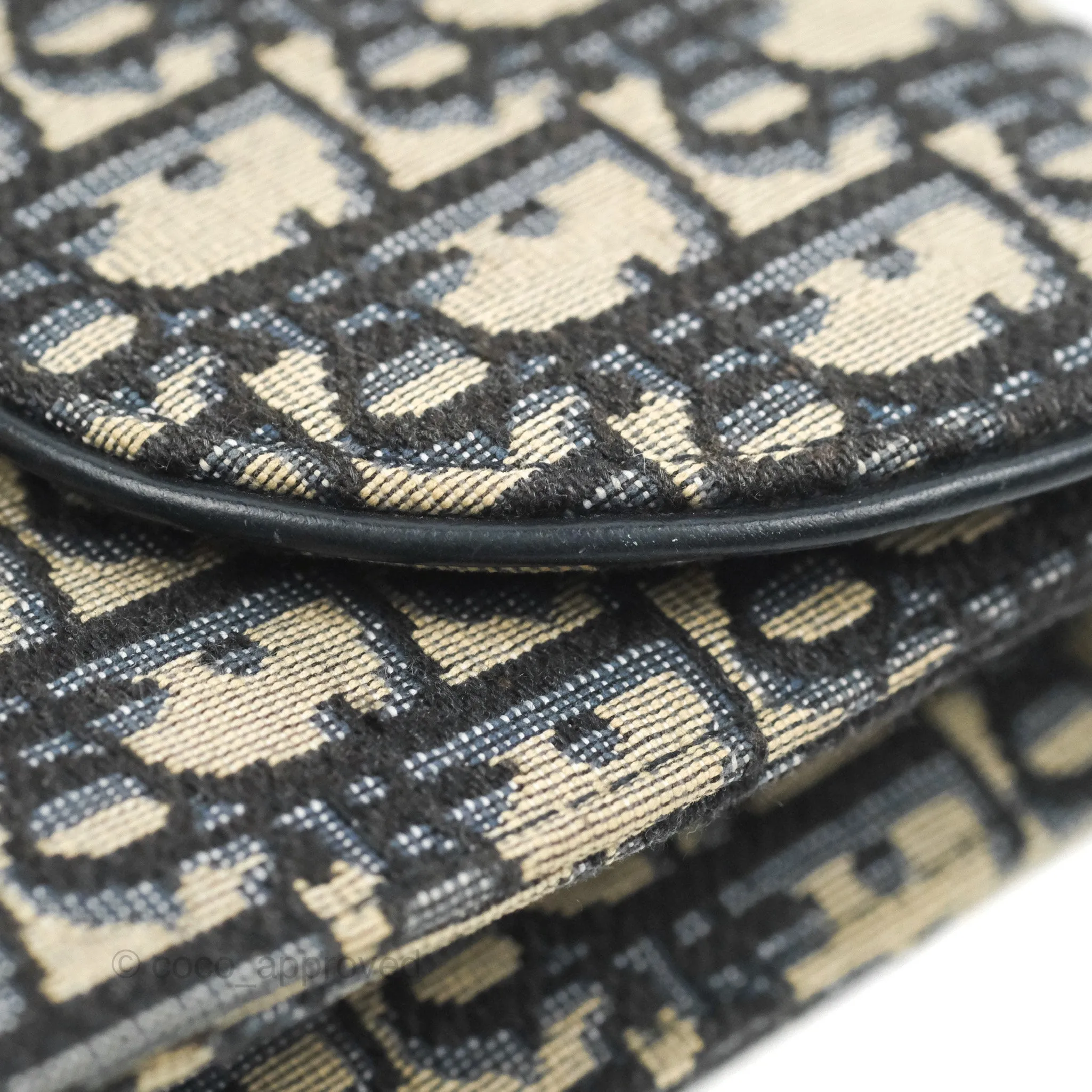 Christian Dior Saddle Chain Pouch Navy Oblique Jacquard