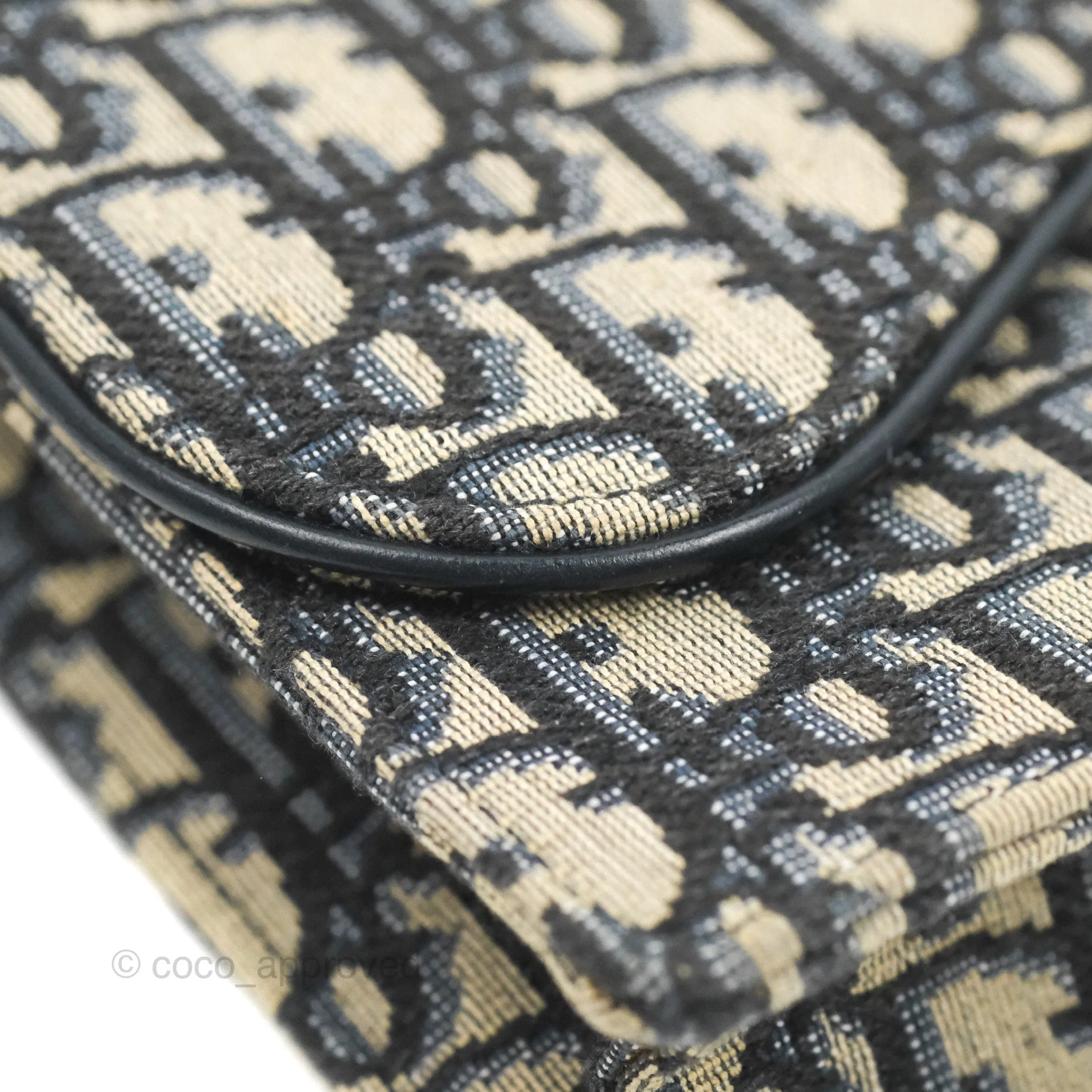Christian Dior Saddle Chain Pouch Navy Oblique Jacquard