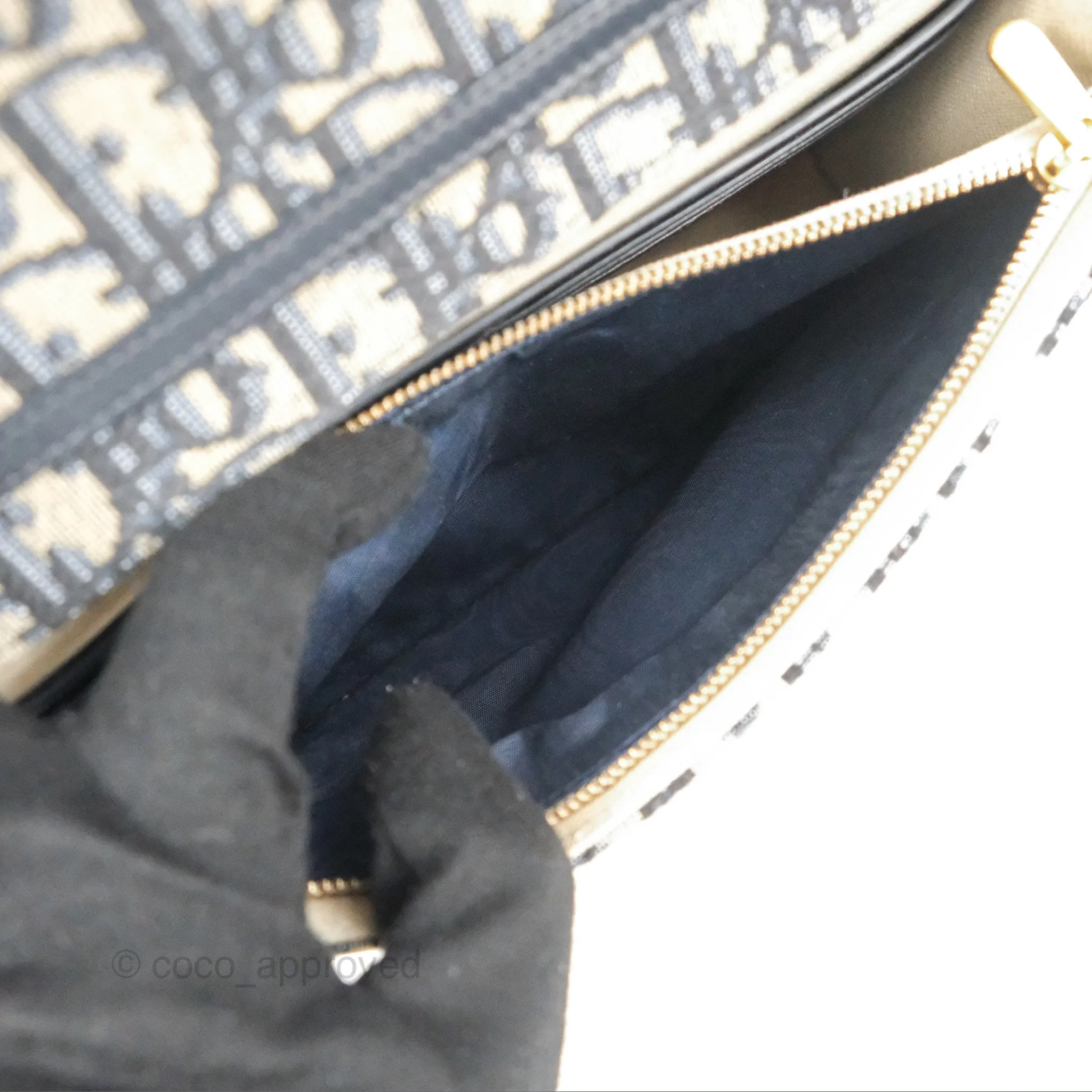 Christian Dior Saddle Chain Pouch Navy Oblique Jacquard