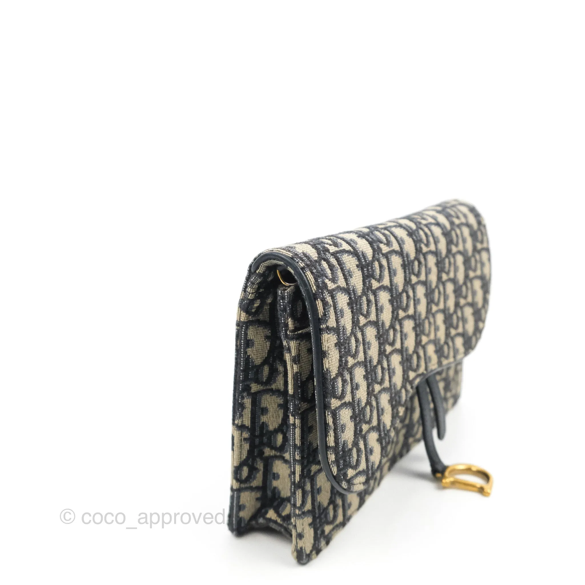 Christian Dior Saddle Chain Pouch Navy Oblique Jacquard