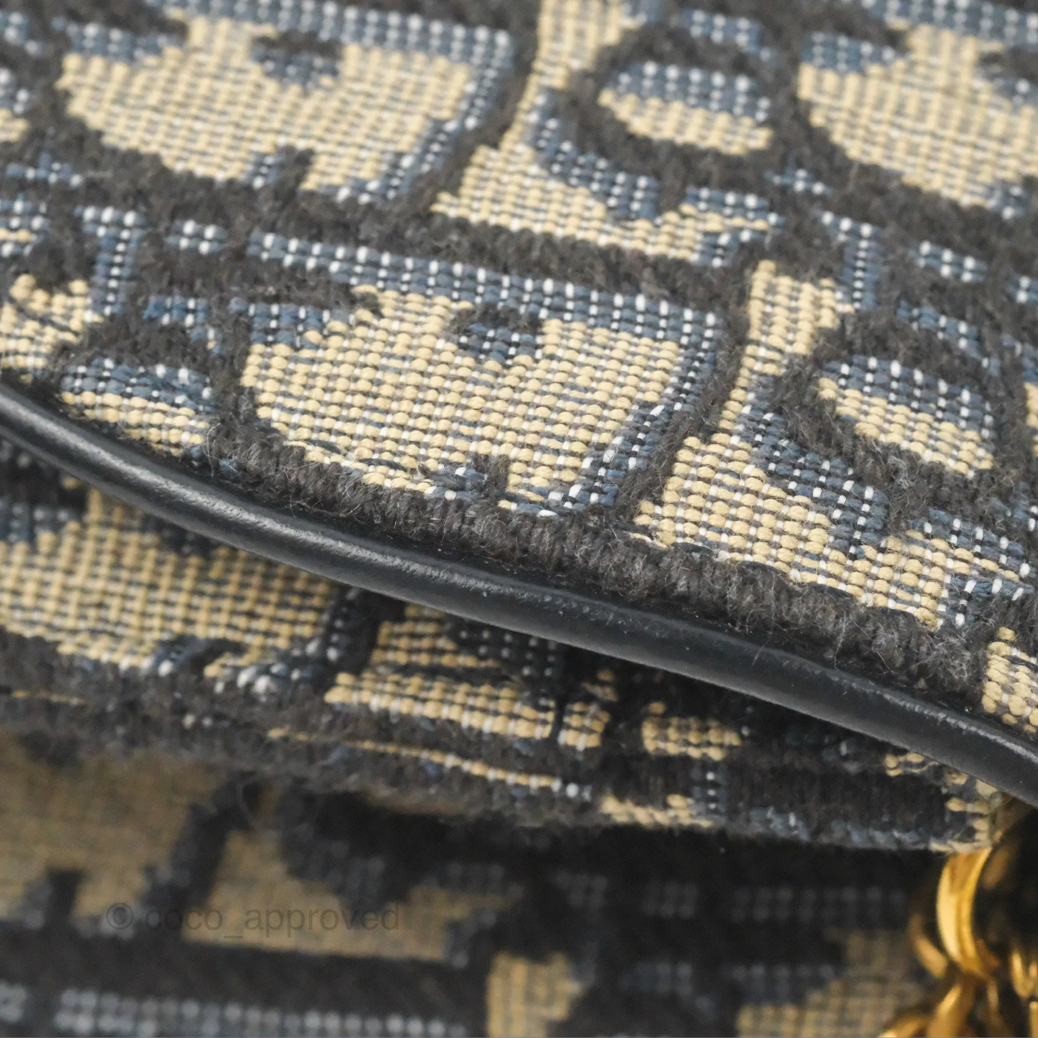 Christian Dior Saddle Chain Pouch Navy Oblique Jacquard