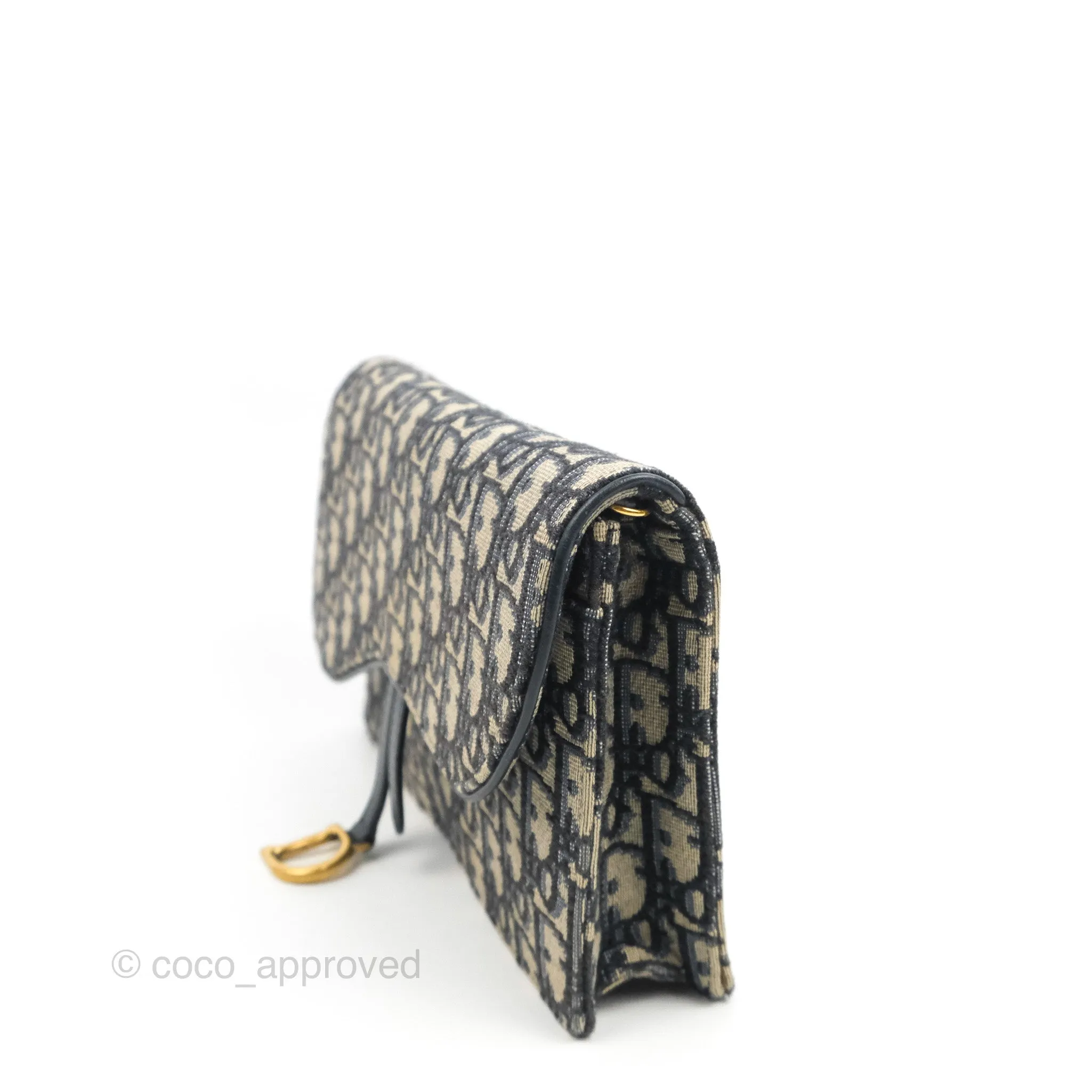 Christian Dior Saddle Chain Pouch Navy Oblique Jacquard