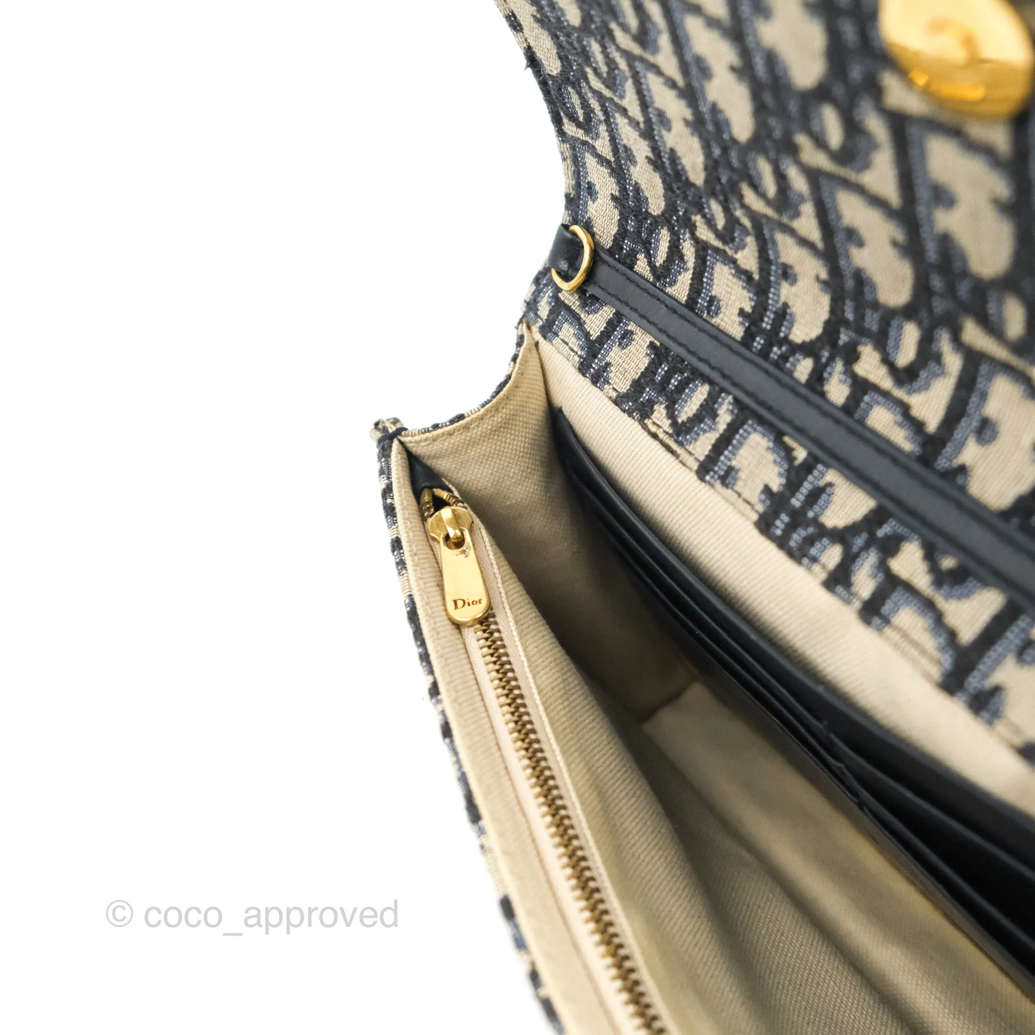 Christian Dior Saddle Chain Pouch Navy Oblique Jacquard