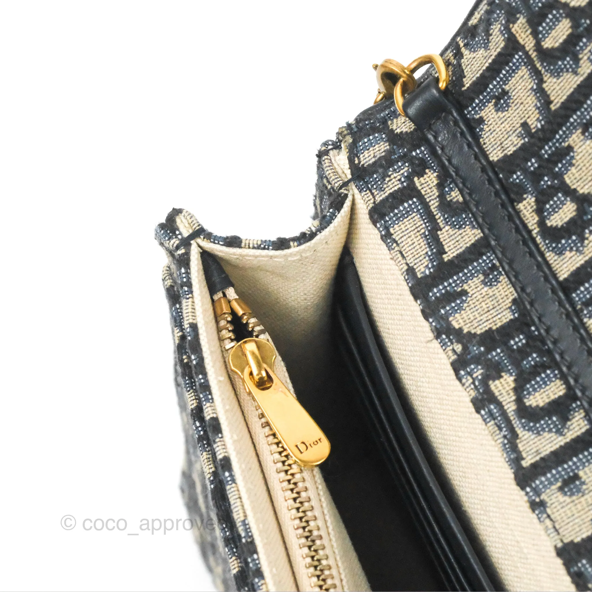 Christian Dior Saddle Chain Pouch Navy Oblique Jacquard