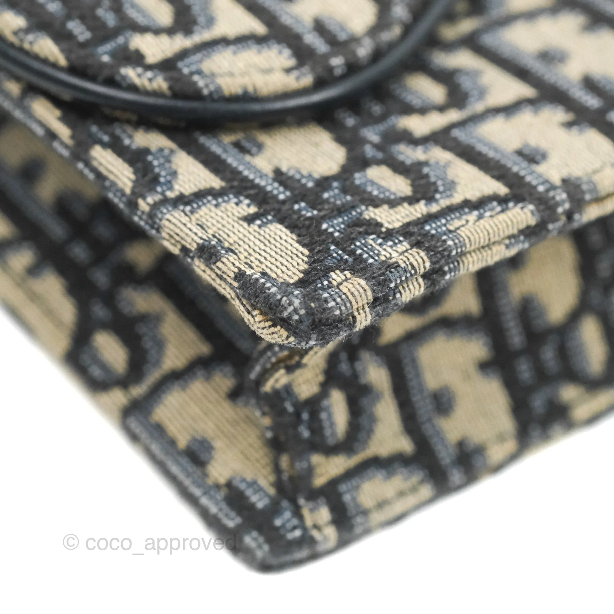 Christian Dior Saddle Chain Pouch Navy Oblique Jacquard