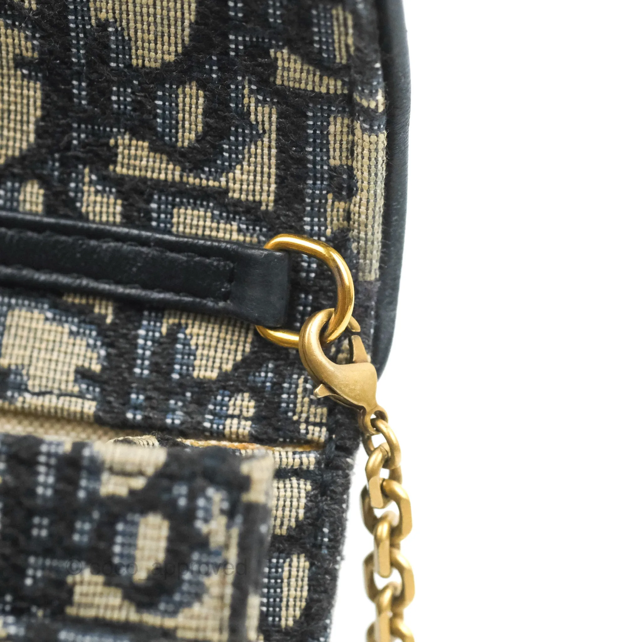 Christian Dior Saddle Chain Pouch Navy Oblique Jacquard