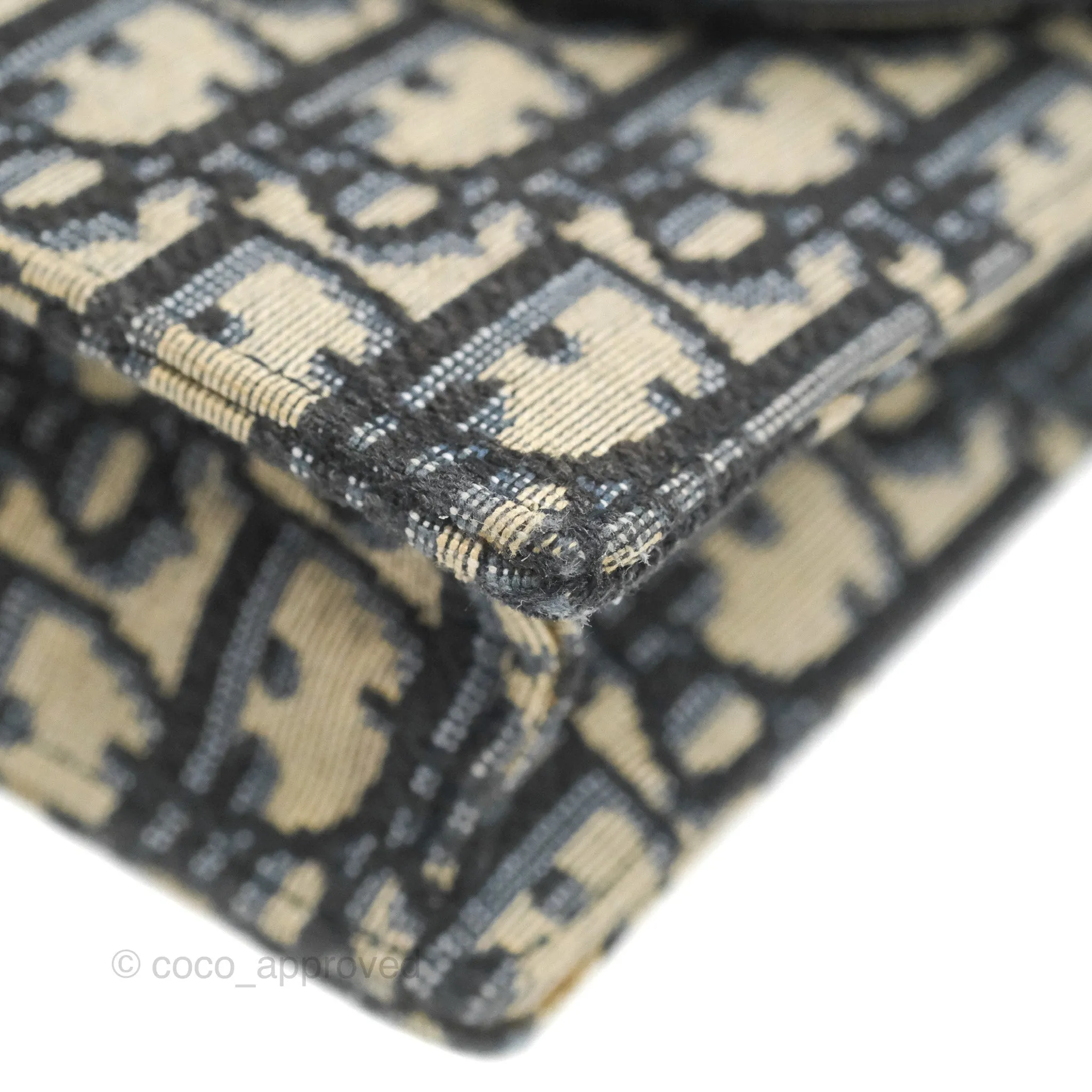 Christian Dior Saddle Chain Pouch Navy Oblique Jacquard