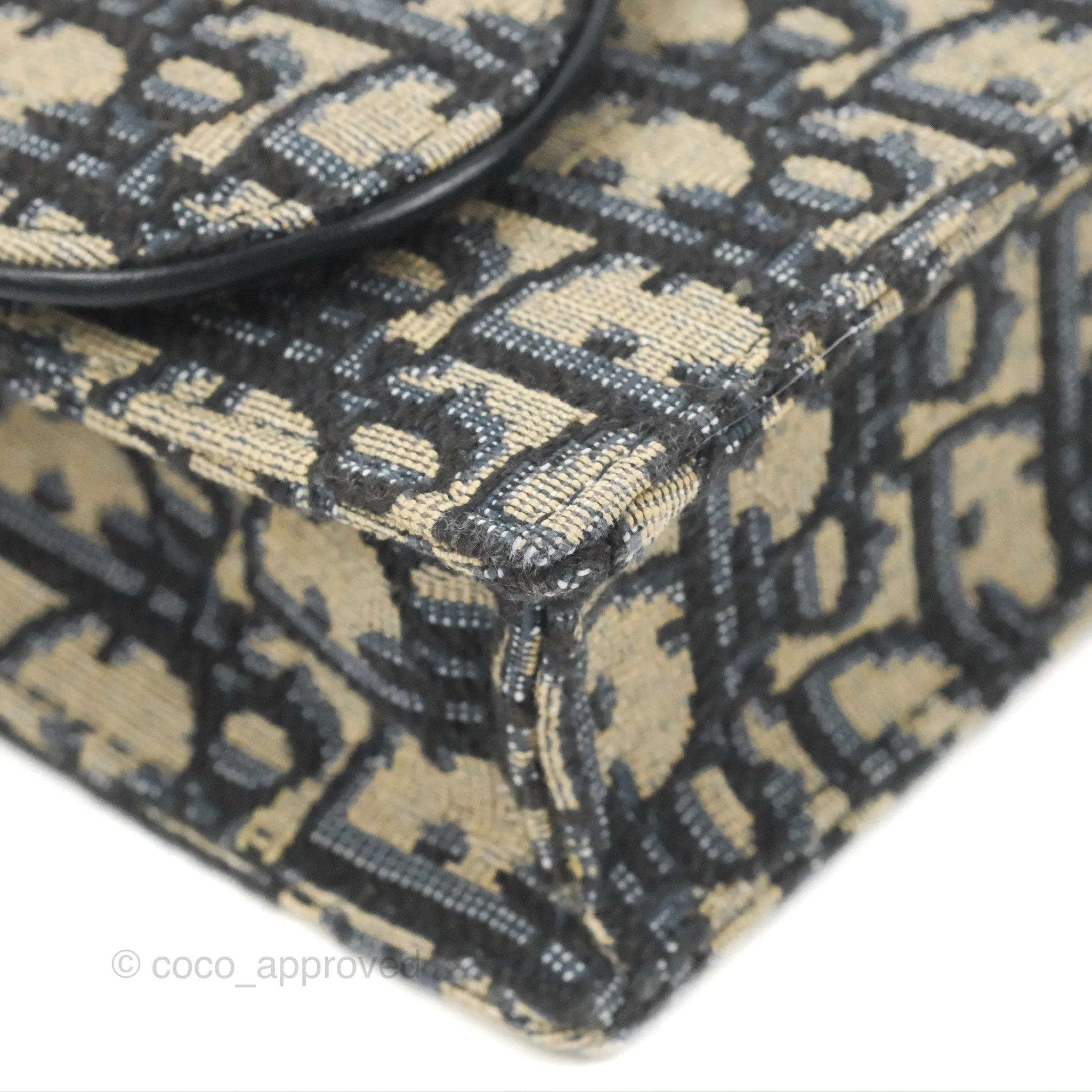 Christian Dior Saddle Chain Pouch Navy Oblique Jacquard