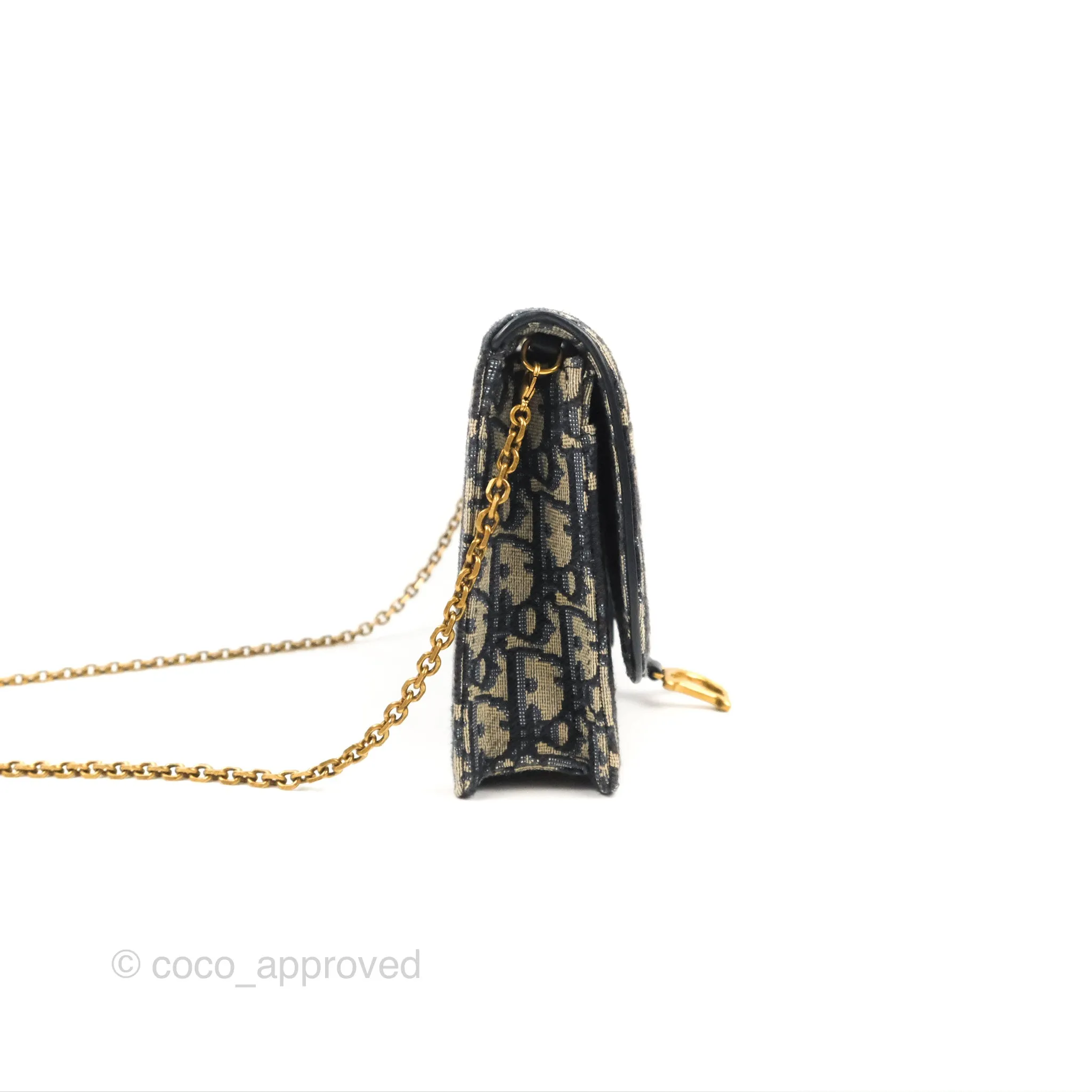 Christian Dior Saddle Chain Pouch Navy Oblique Jacquard