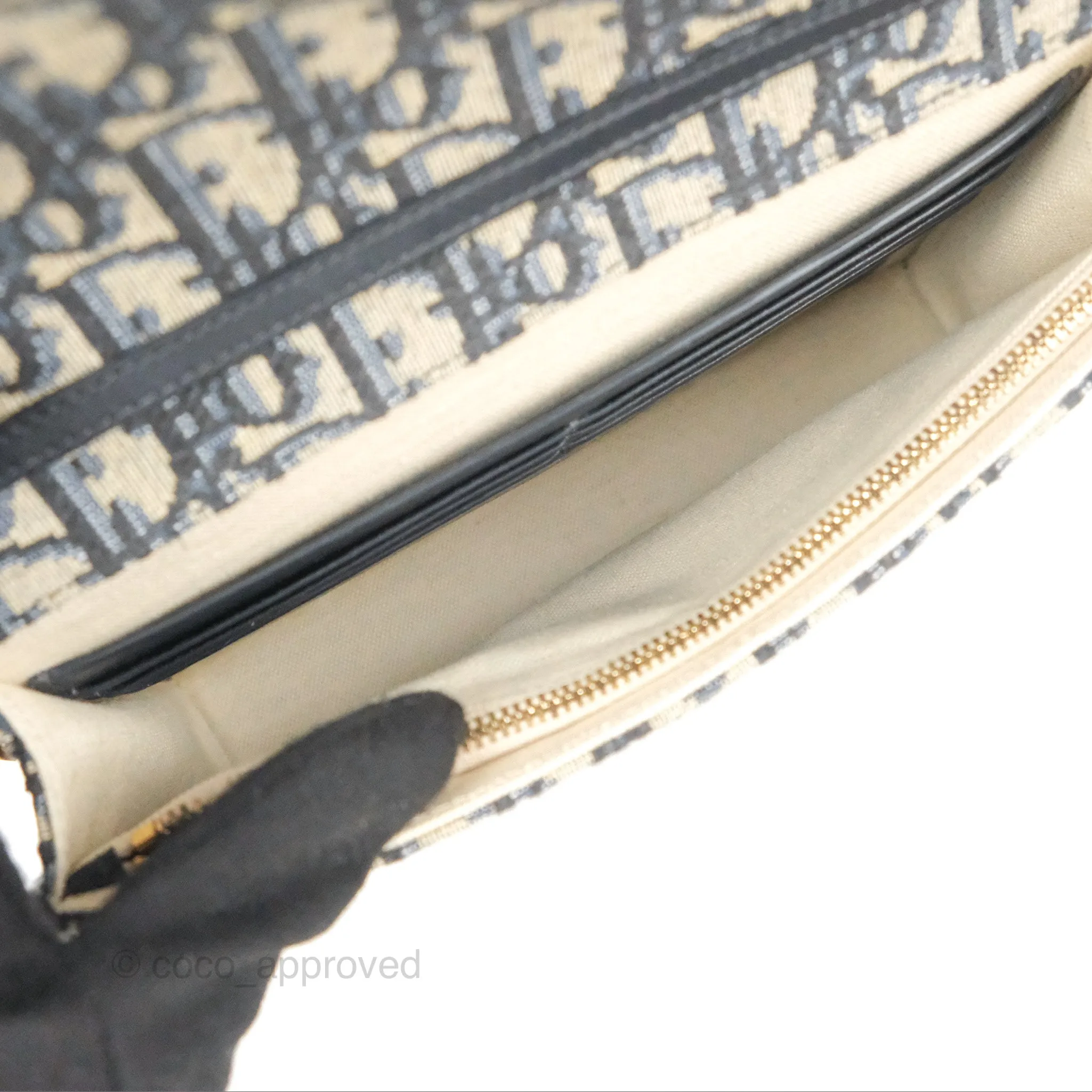 Christian Dior Saddle Chain Pouch Navy Oblique Jacquard