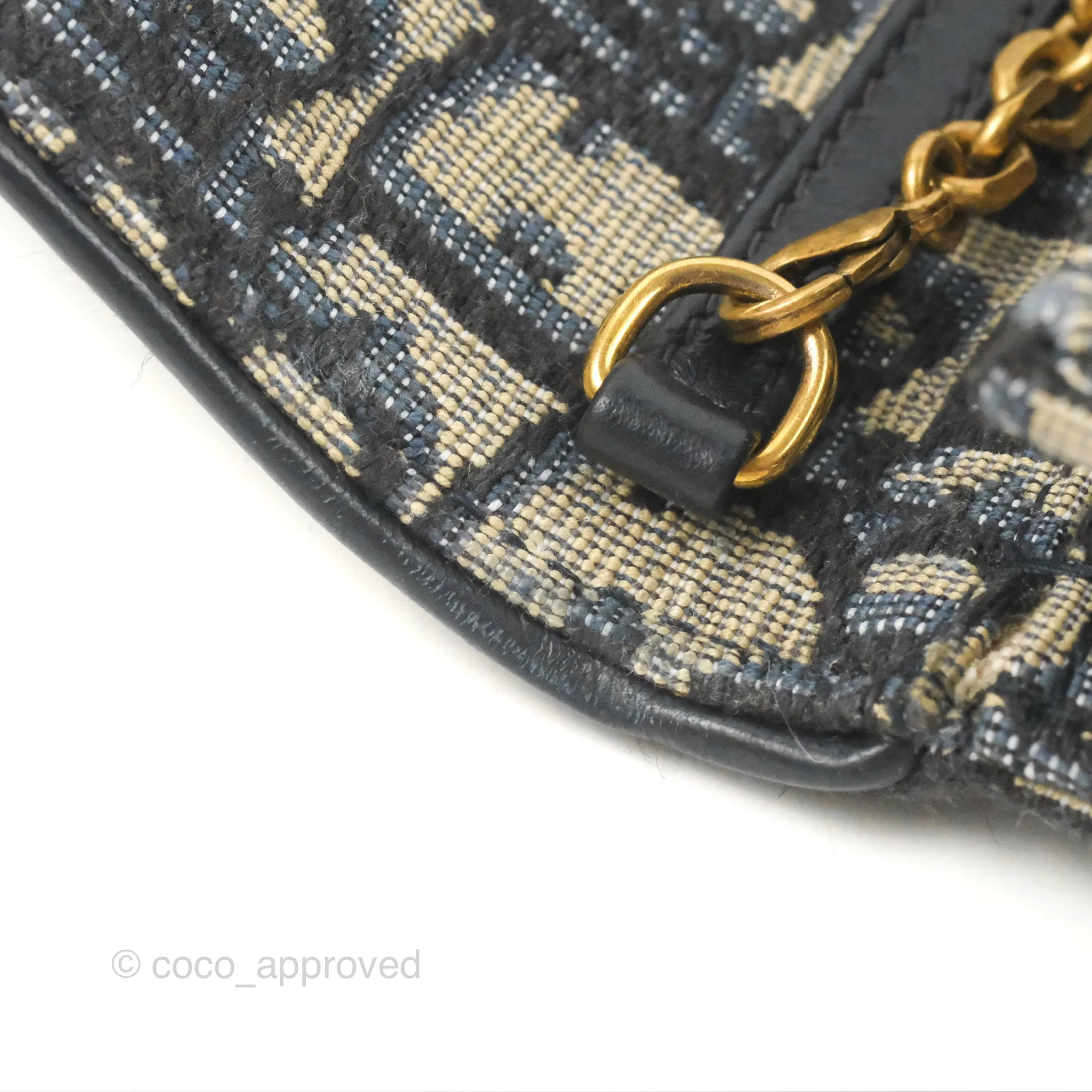 Christian Dior Saddle Chain Pouch Navy Oblique Jacquard
