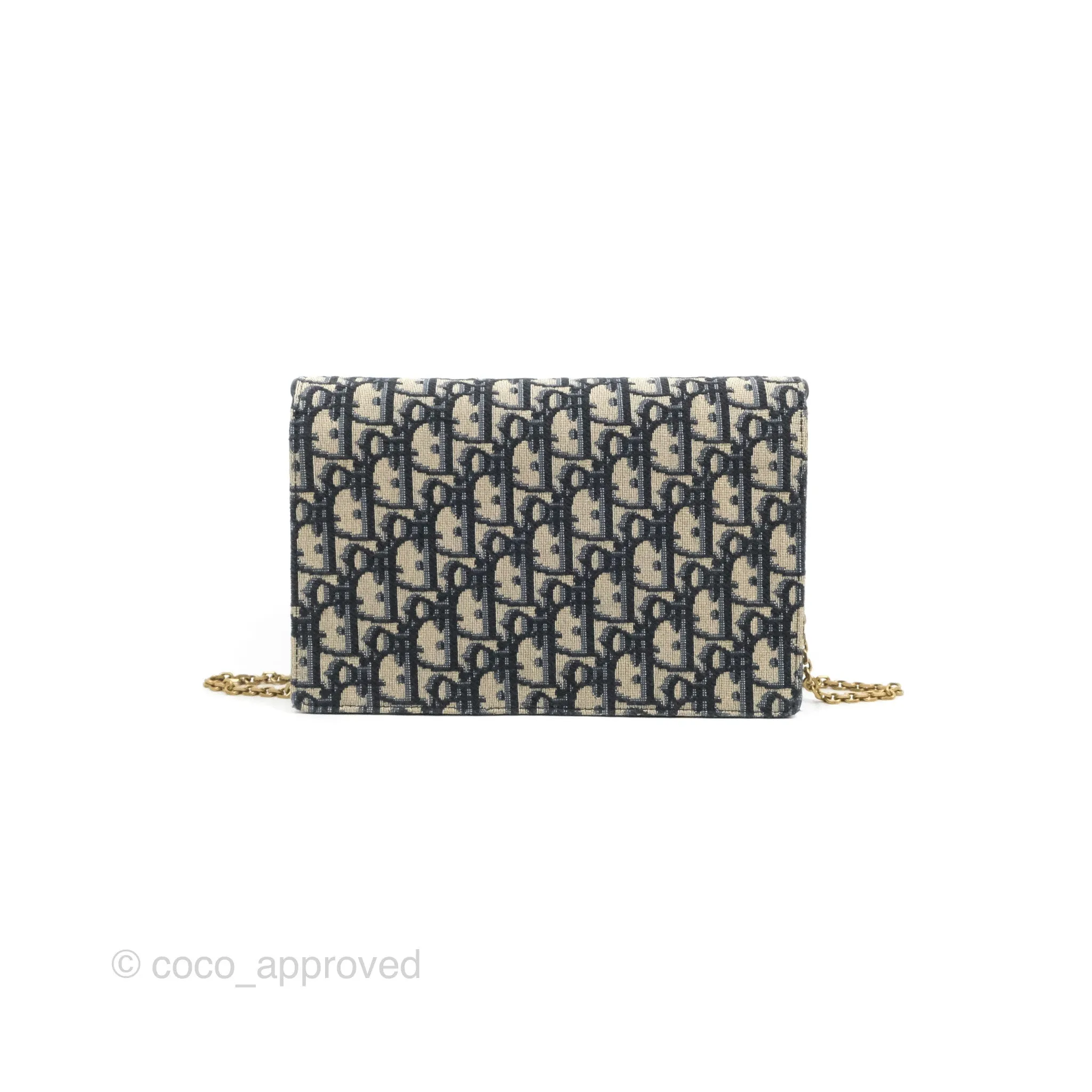 Christian Dior Saddle Chain Pouch Navy Oblique Jacquard
