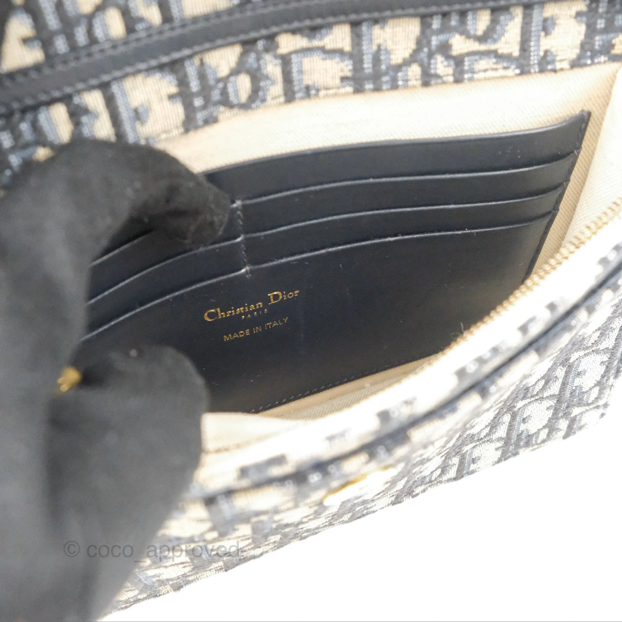 Christian Dior Saddle Chain Pouch Navy Oblique Jacquard