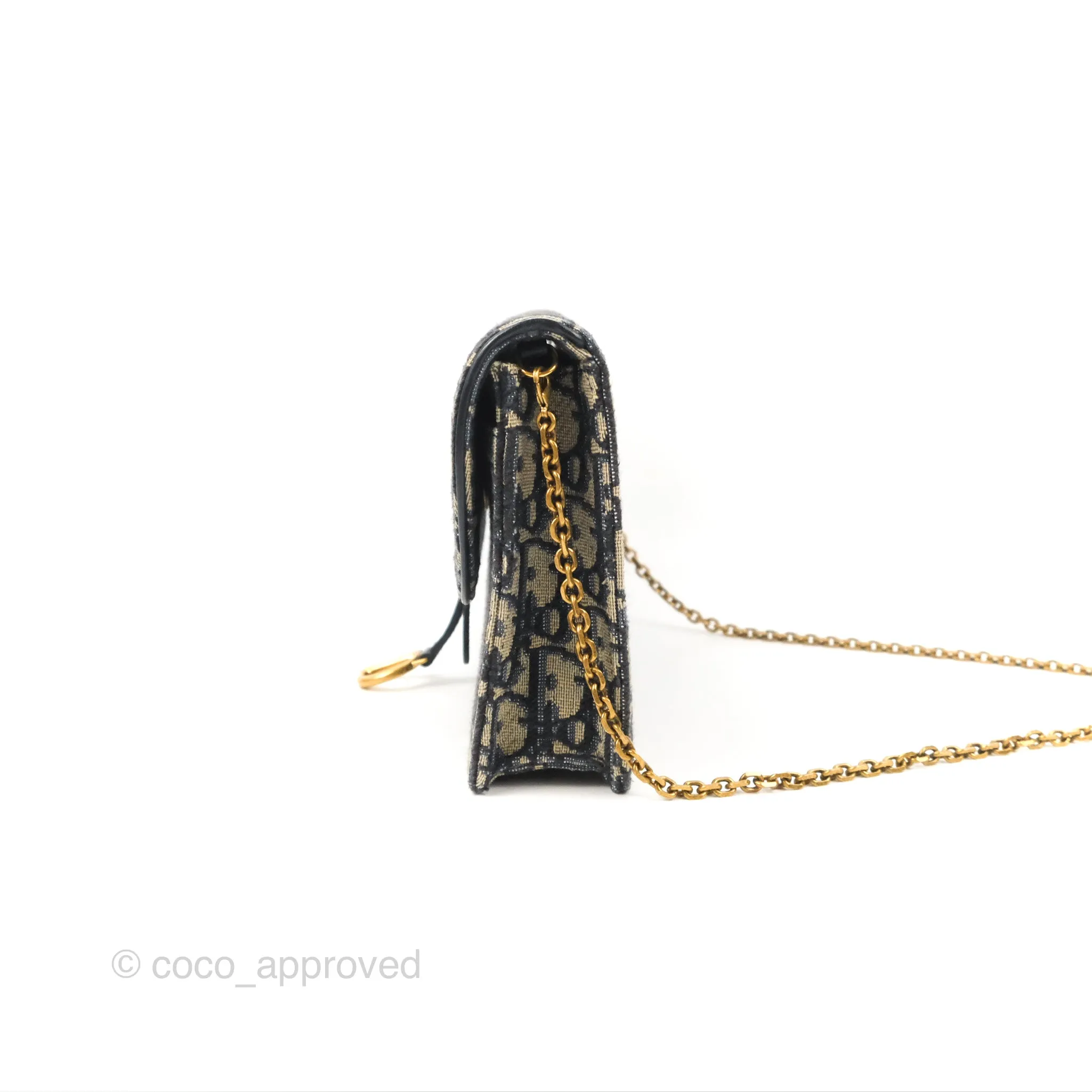 Christian Dior Saddle Chain Pouch Navy Oblique Jacquard