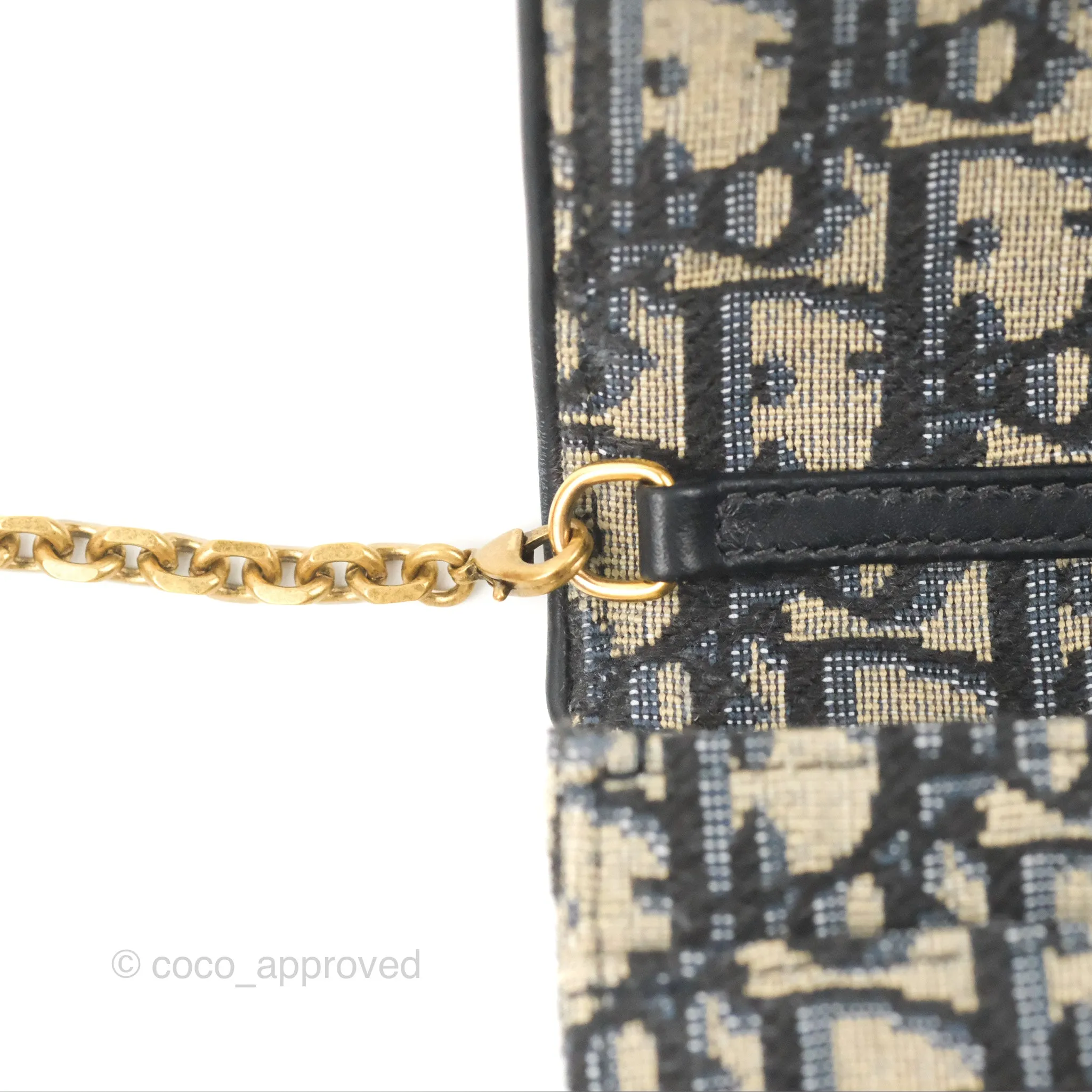 Christian Dior Saddle Chain Pouch Navy Oblique Jacquard