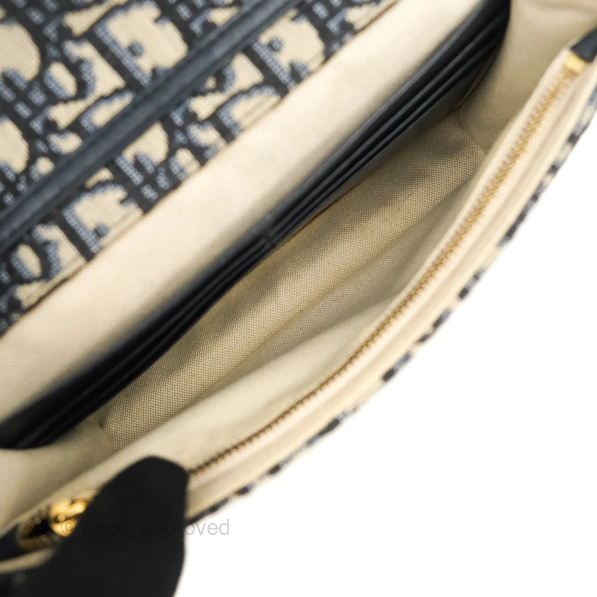 Christian Dior Saddle Chain Pouch Navy Oblique Jacquard