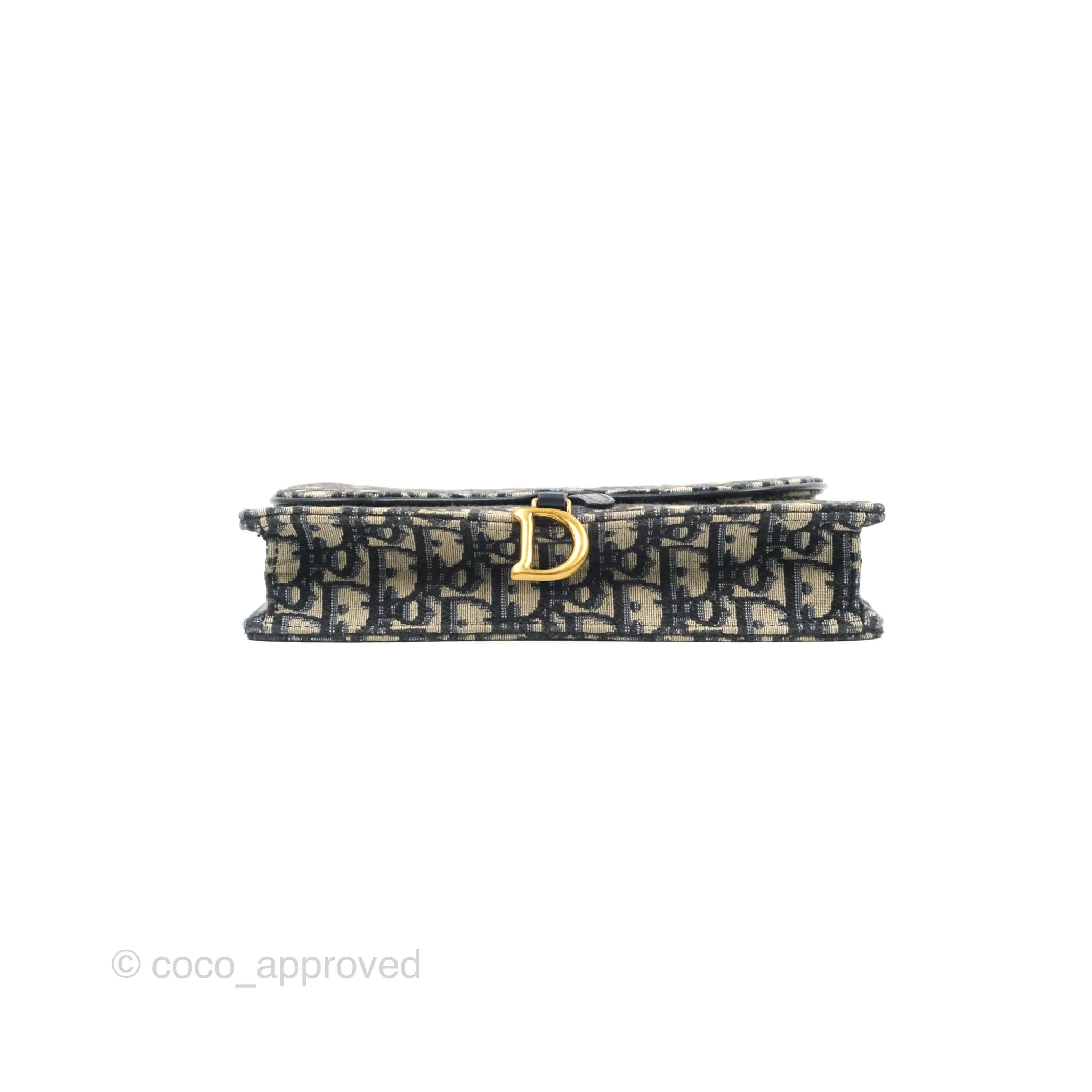 Christian Dior Saddle Chain Pouch Navy Oblique Jacquard
