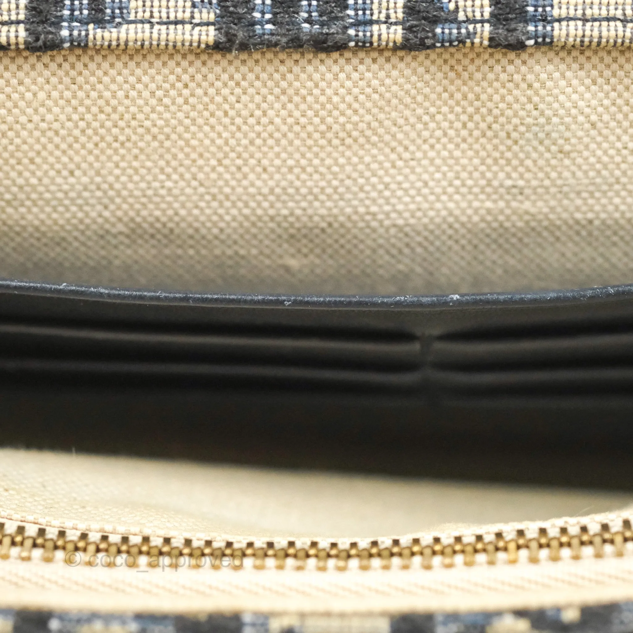 Christian Dior Saddle Chain Pouch Navy Oblique Jacquard