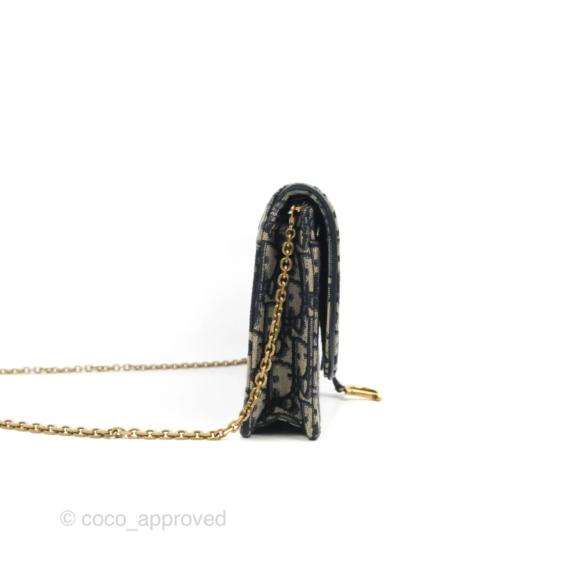 Christian Dior Saddle Chain Pouch Navy Oblique Jacquard