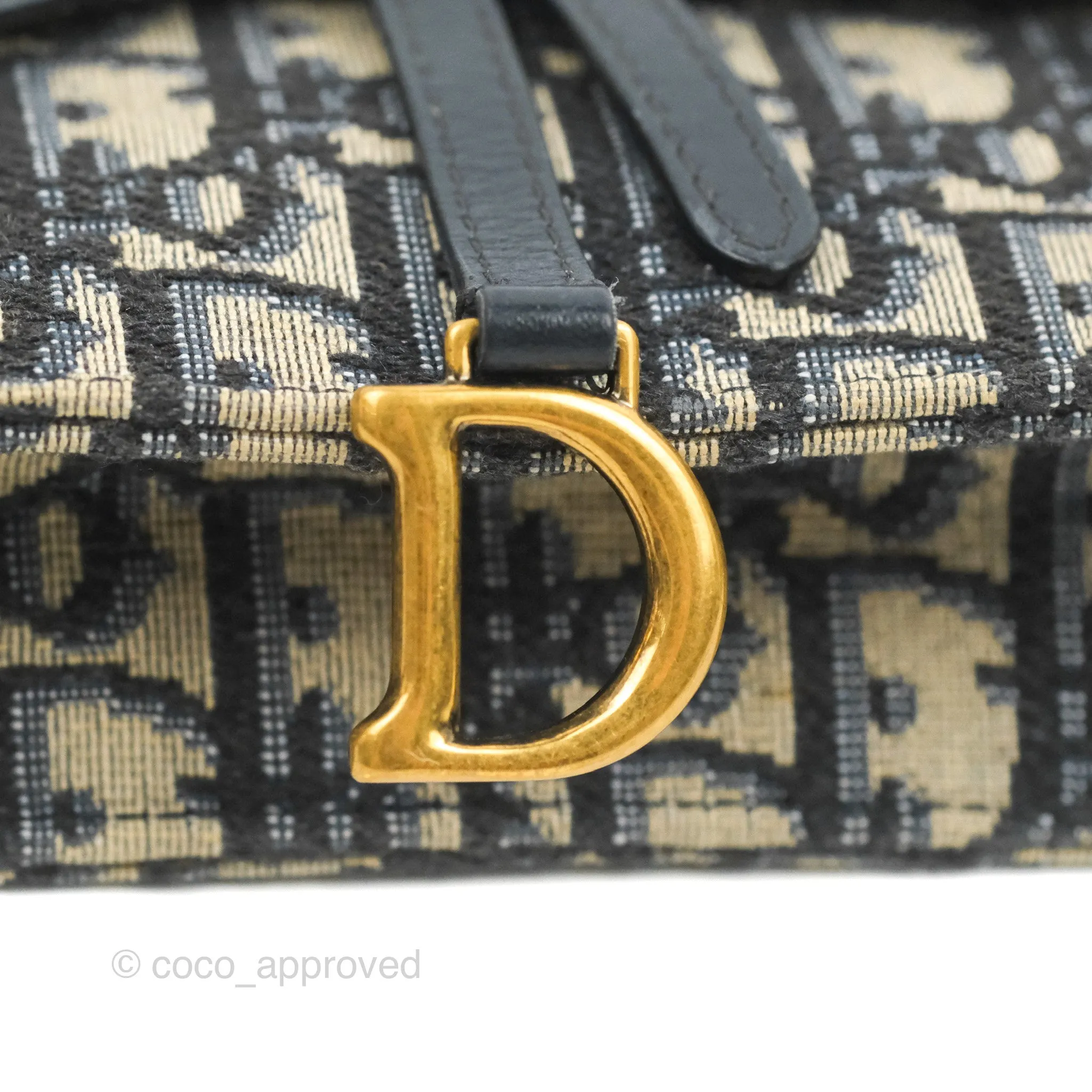 Christian Dior Saddle Chain Pouch Navy Oblique Jacquard