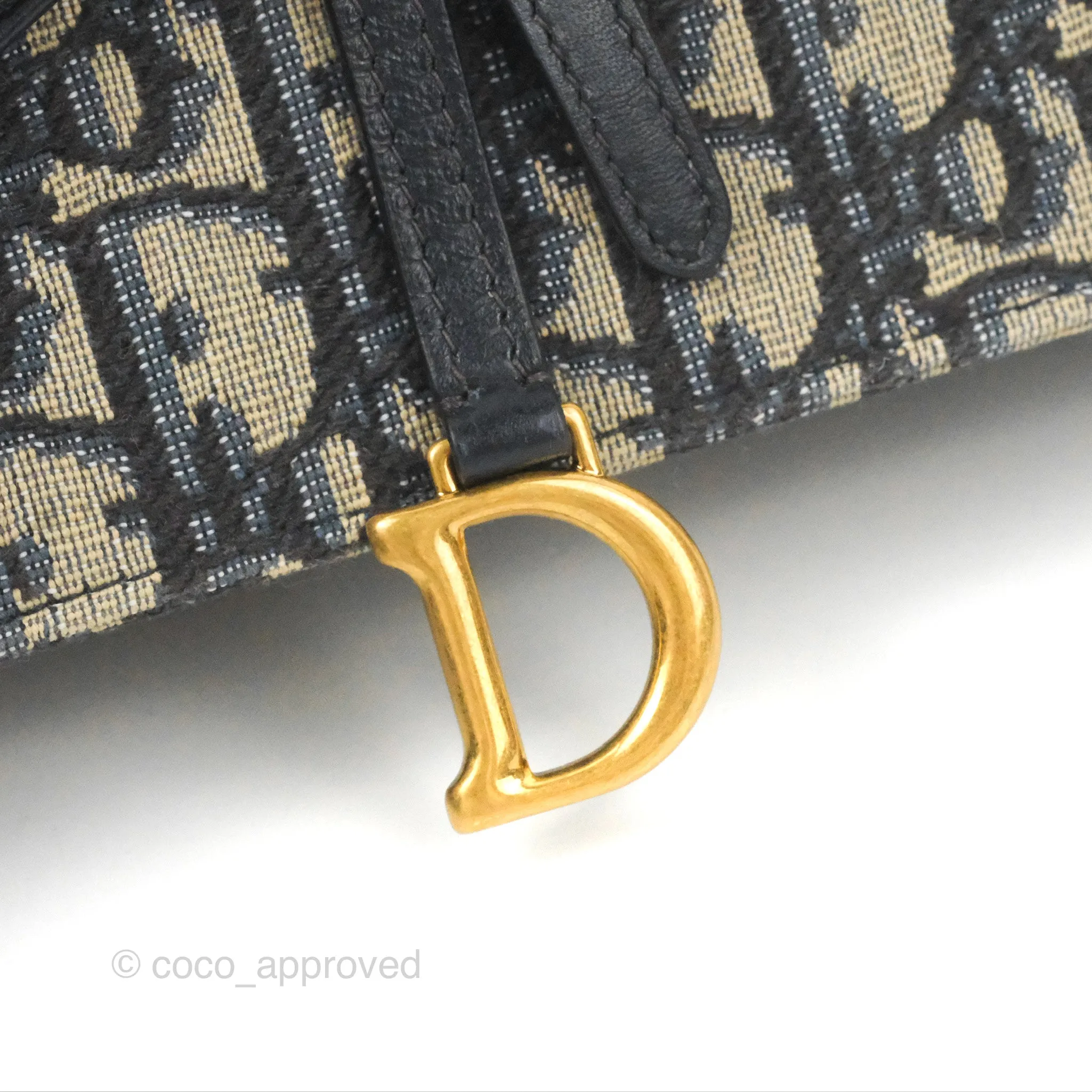 Christian Dior Saddle Chain Pouch Navy Oblique Jacquard