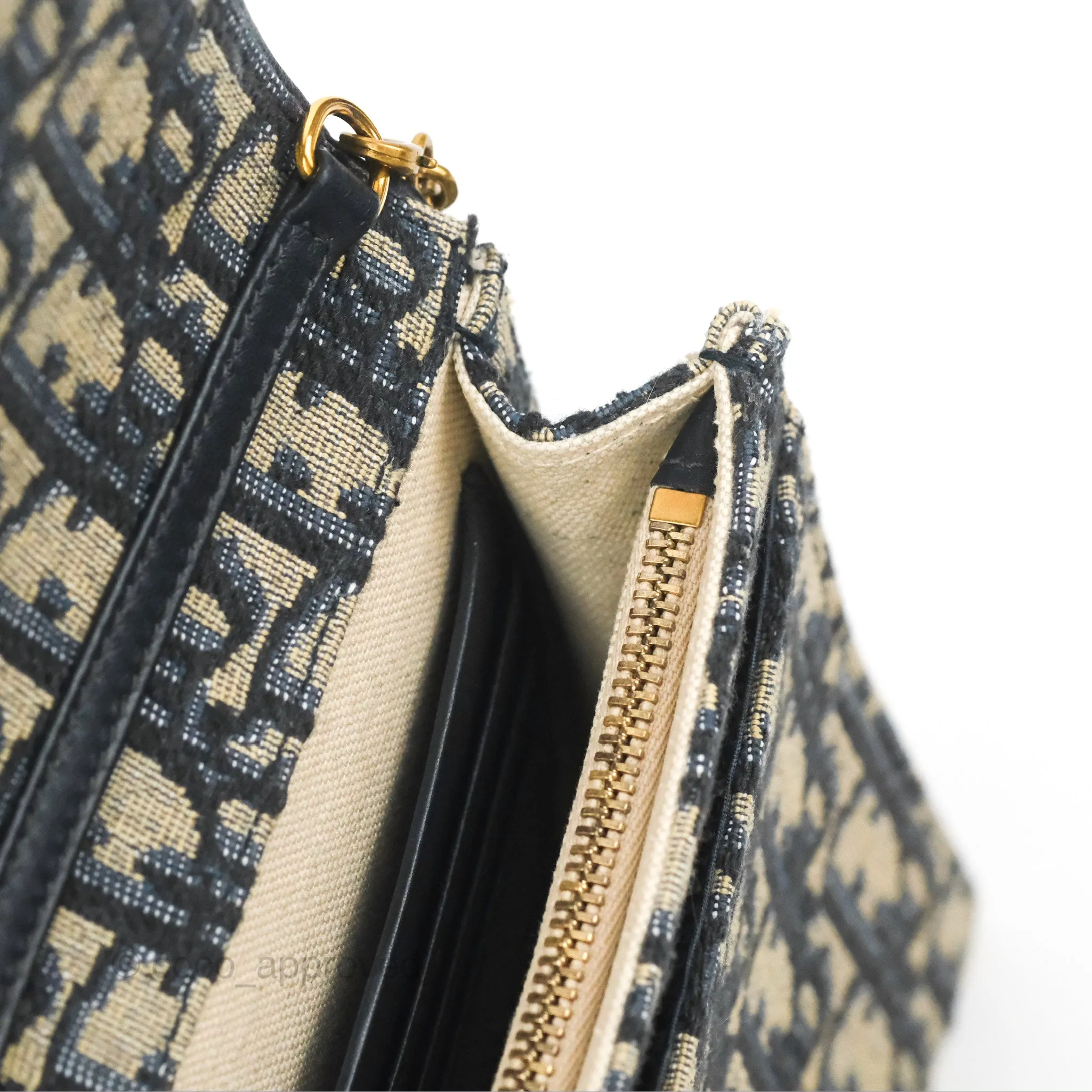 Christian Dior Saddle Chain Pouch Navy Oblique Jacquard