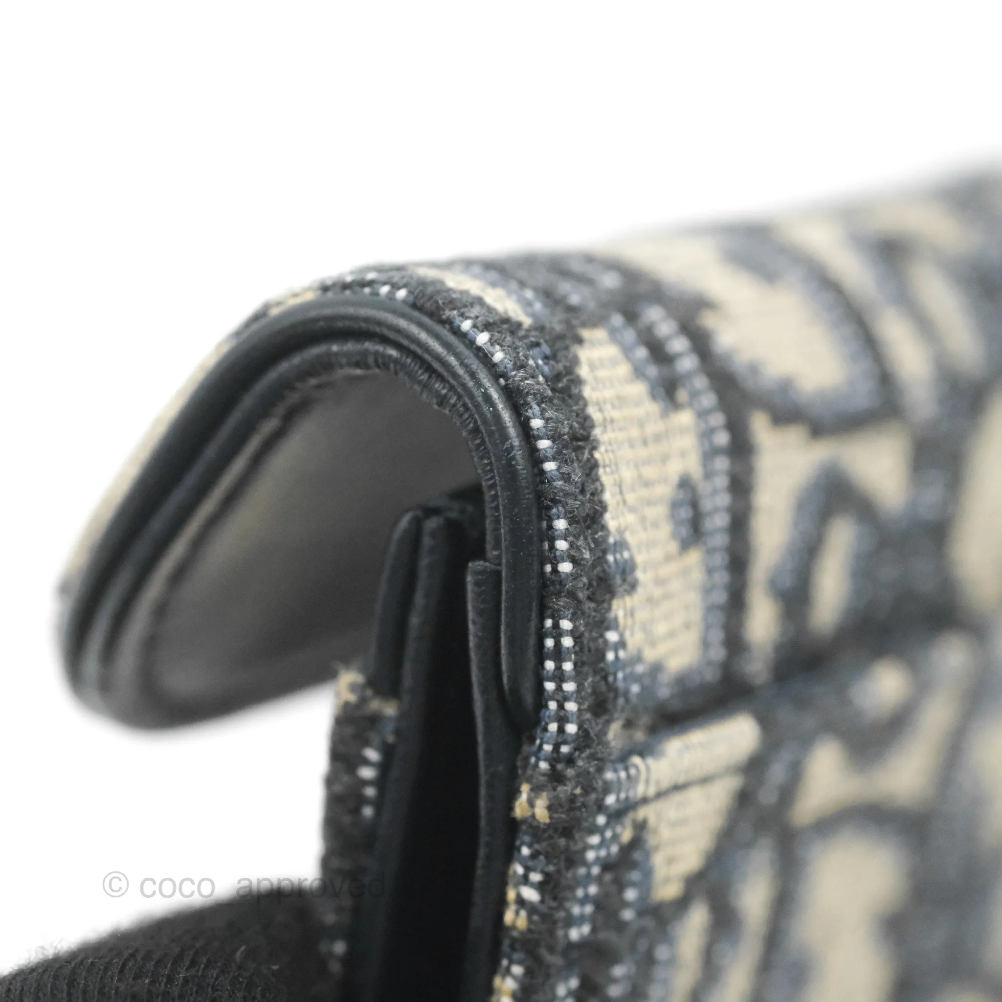 Christian Dior Saddle Flap Card Holder Blue Dior Oblique Jacquard