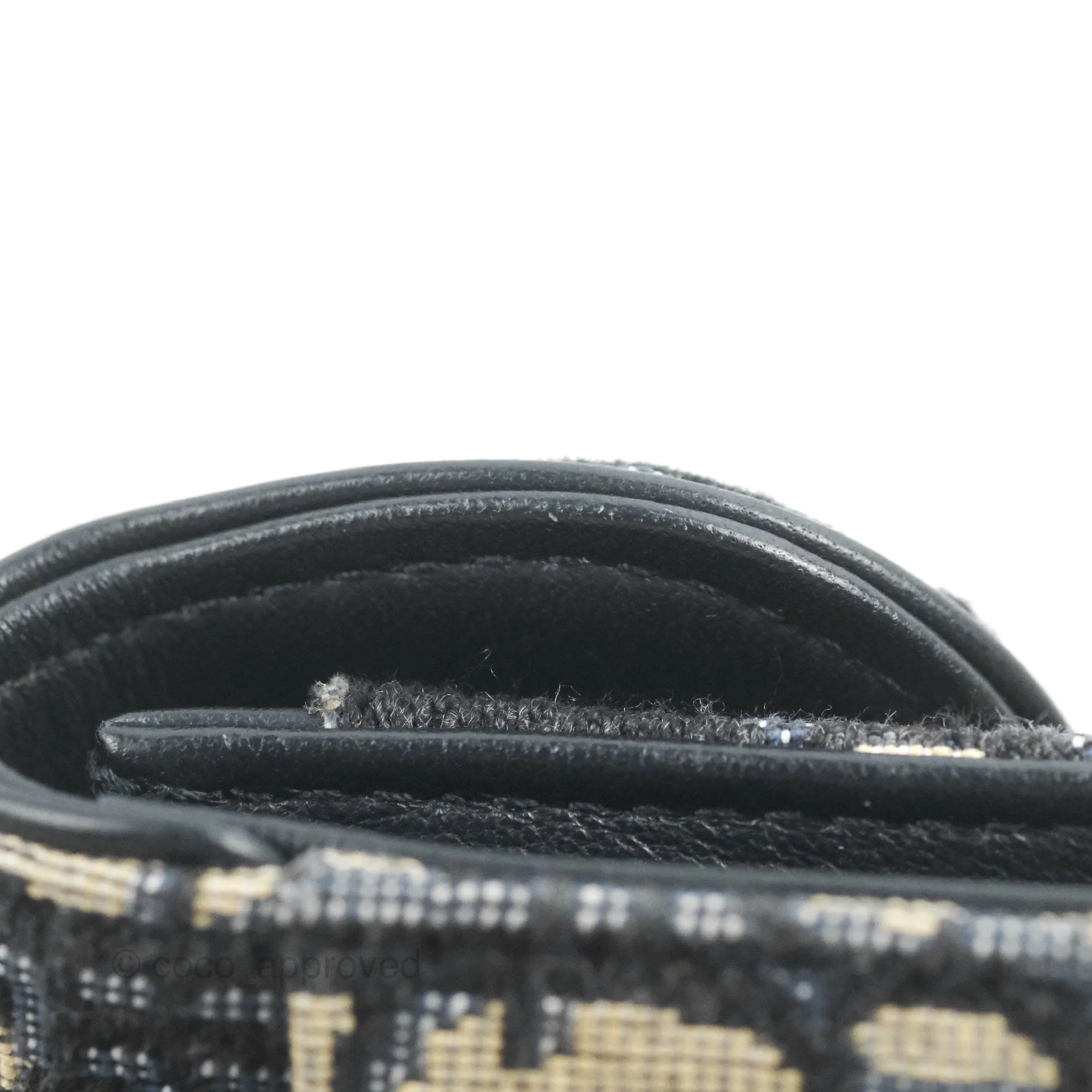 Christian Dior Saddle Flap Card Holder Blue Dior Oblique Jacquard