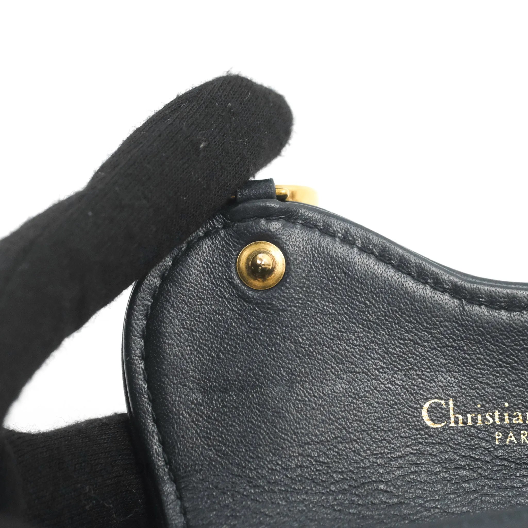 Christian Dior Saddle Flap Card Holder Blue Dior Oblique Jacquard