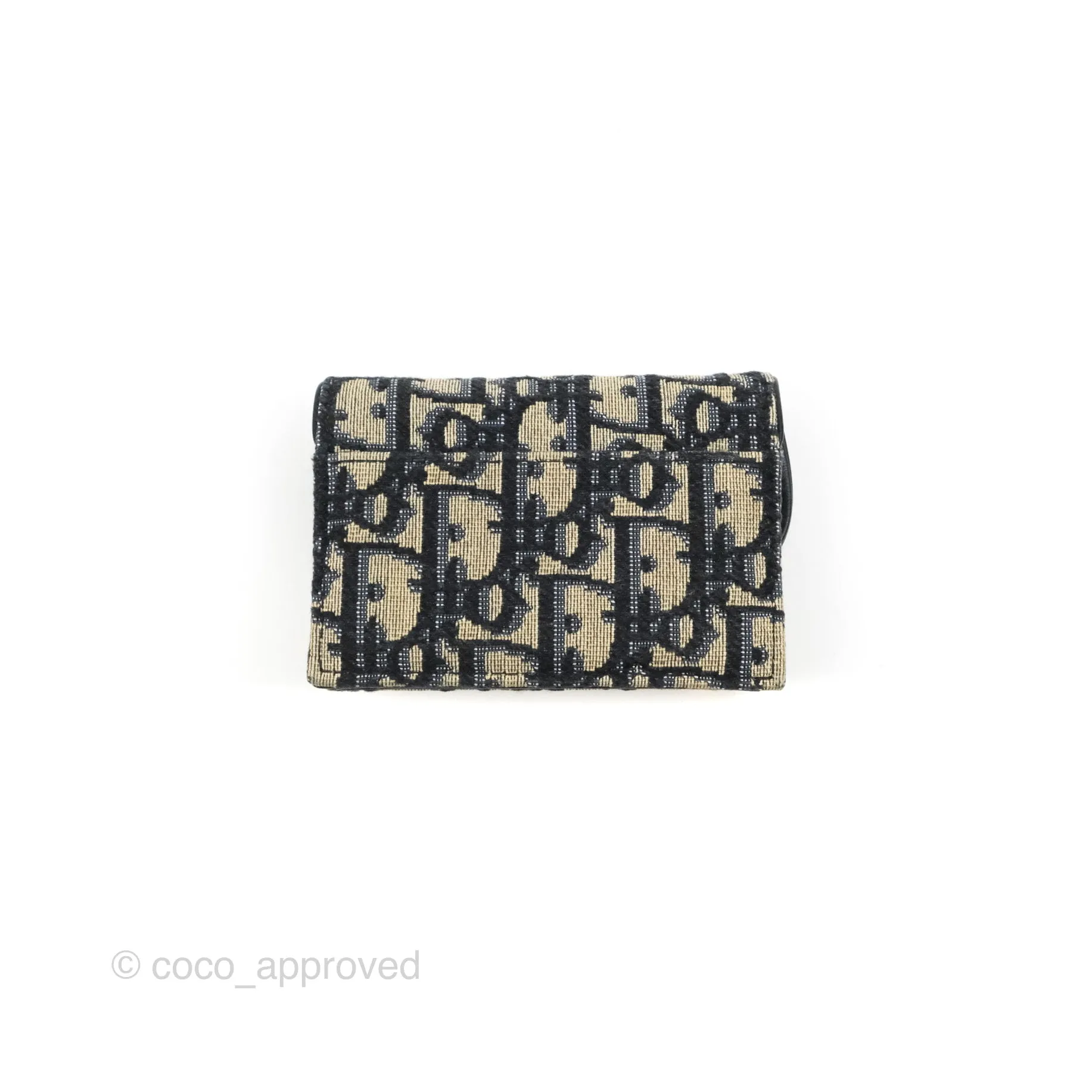 Christian Dior Saddle Flap Card Holder Blue Dior Oblique Jacquard