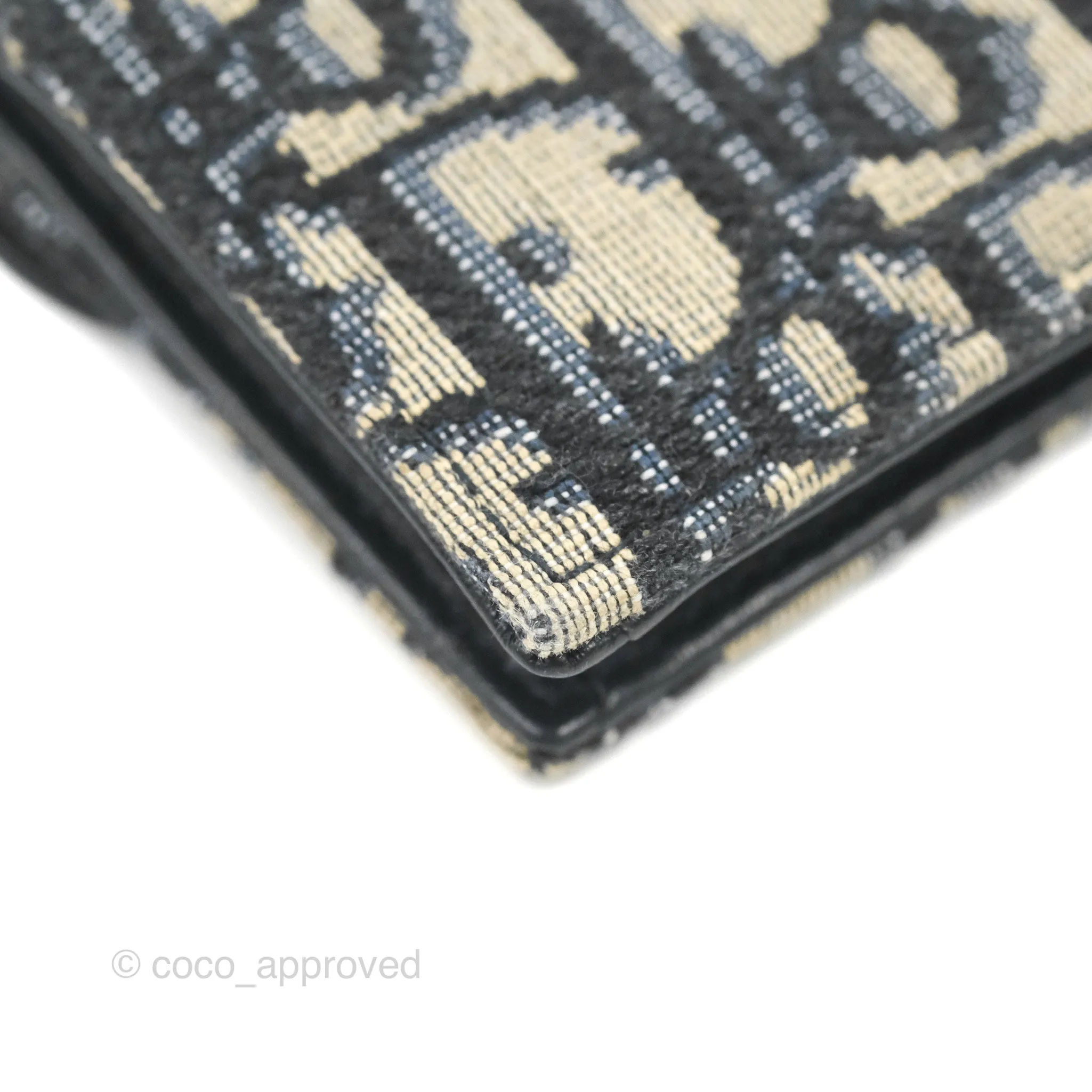 Christian Dior Saddle Flap Card Holder Blue Dior Oblique Jacquard